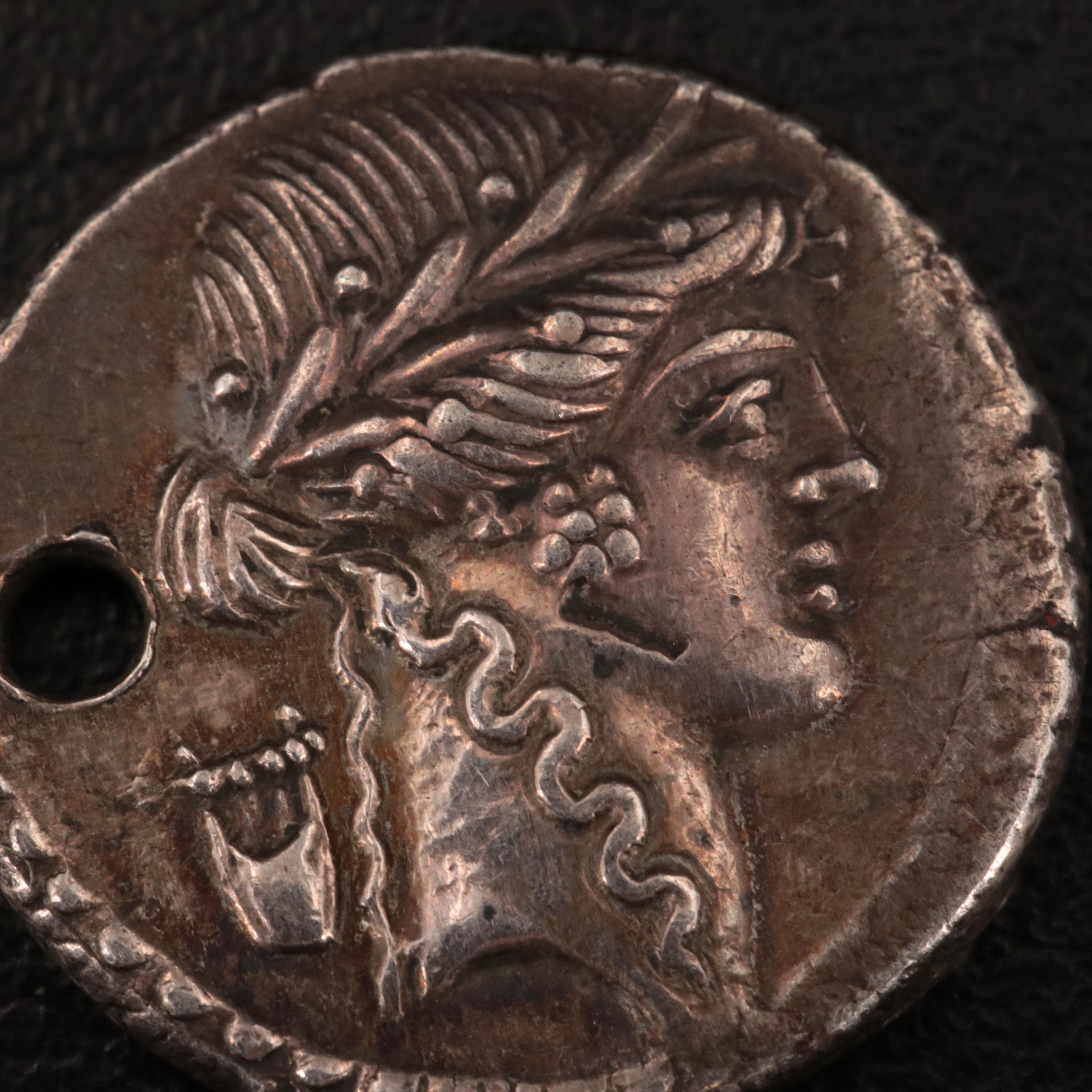 Ancient Roman Republic AR Denarius of Family Claudia, ca. 42 BC