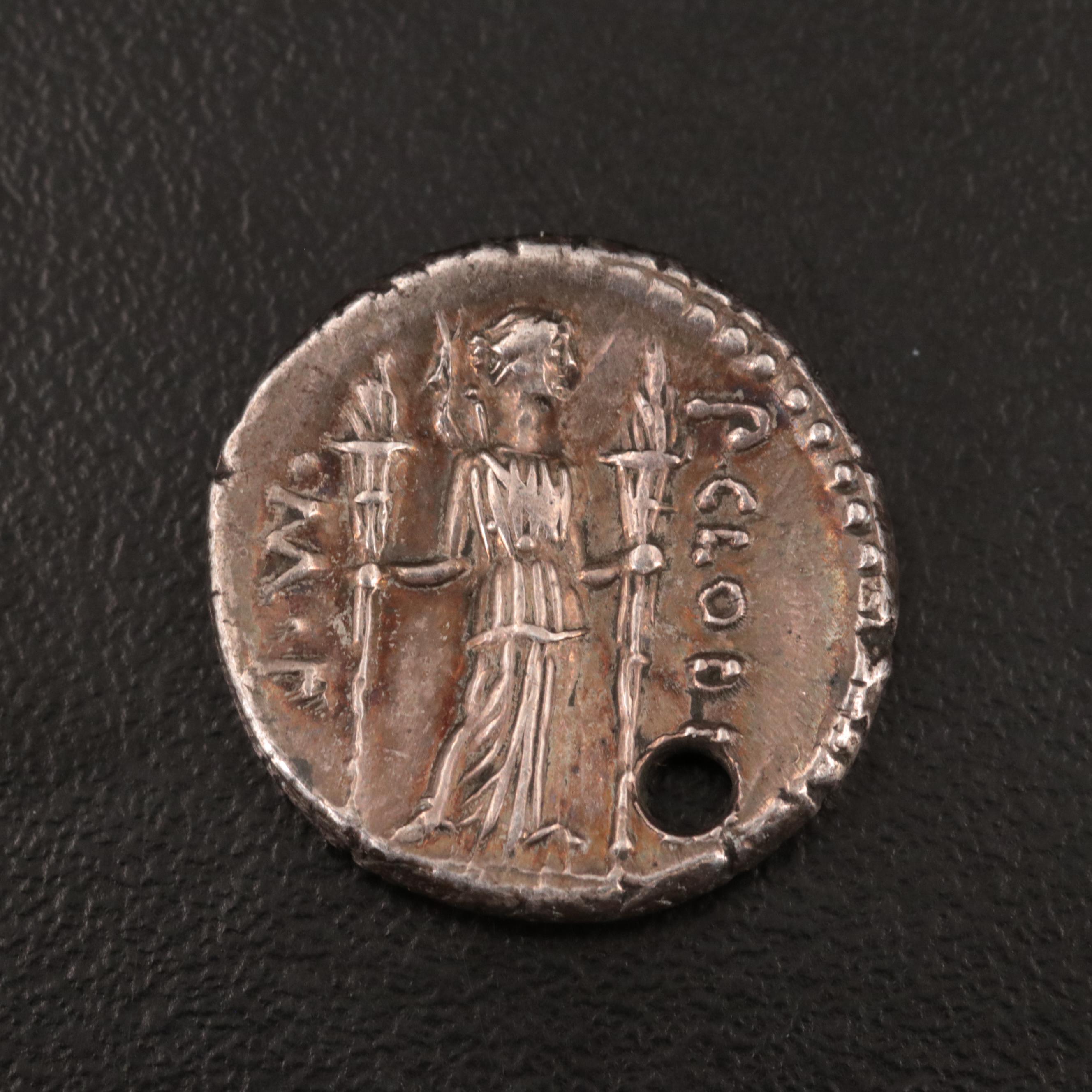 Ancient Roman Republic AR Denarius of Family Claudia, ca. 42 BC