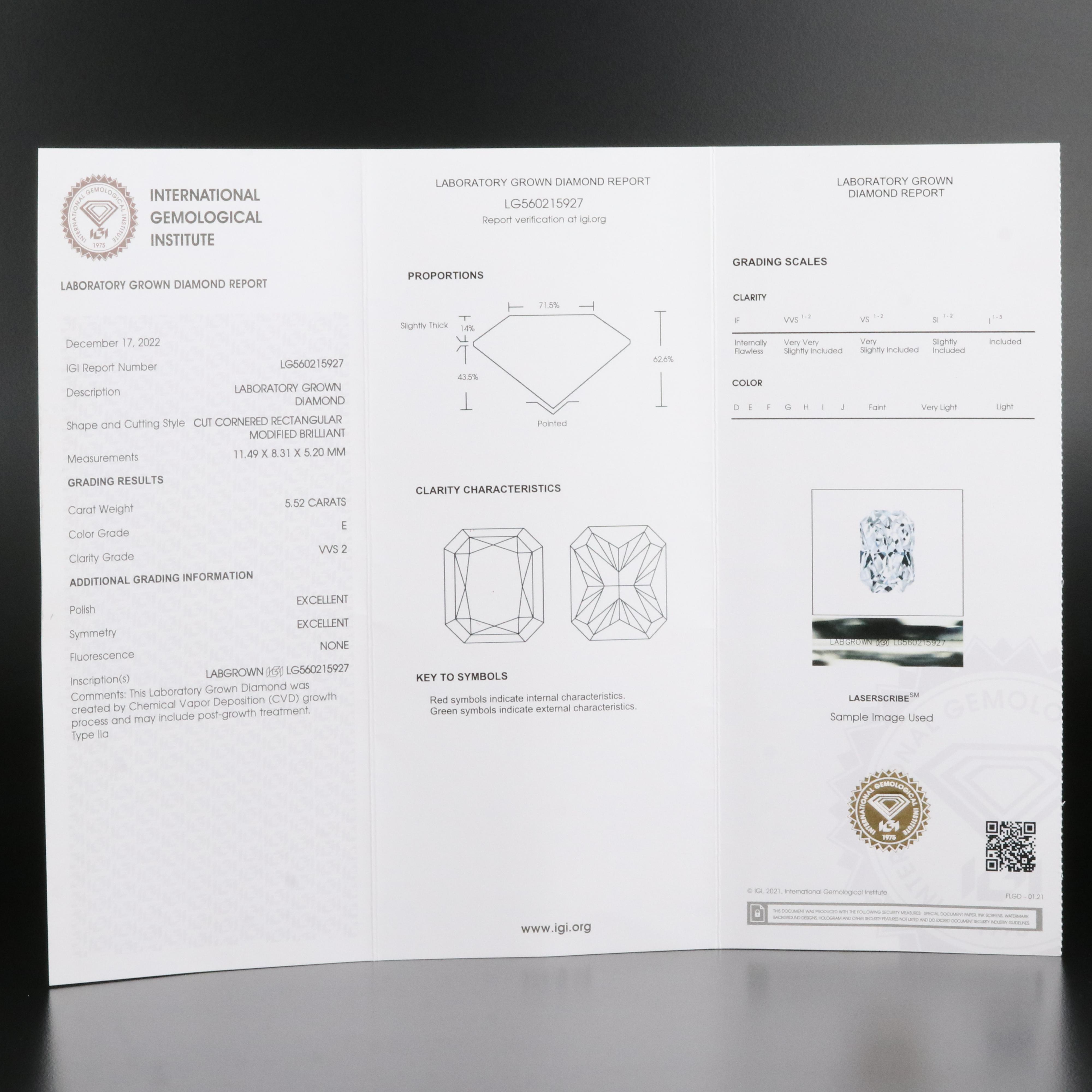 14K 6.25 CTW Lab Grown Diamond Ring with IGI Report and Platinum Head