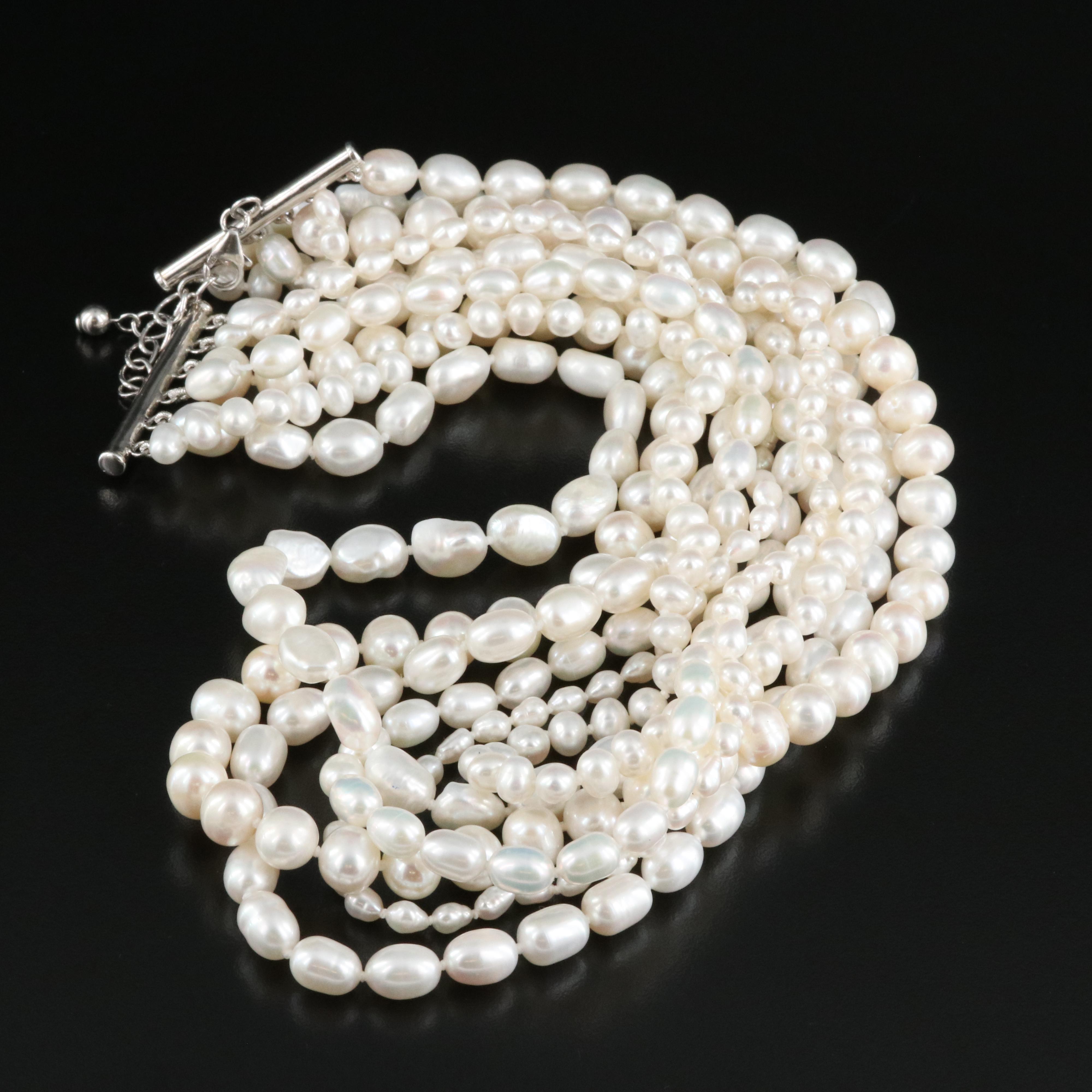 Pearl Necklace with Sterling Clasp