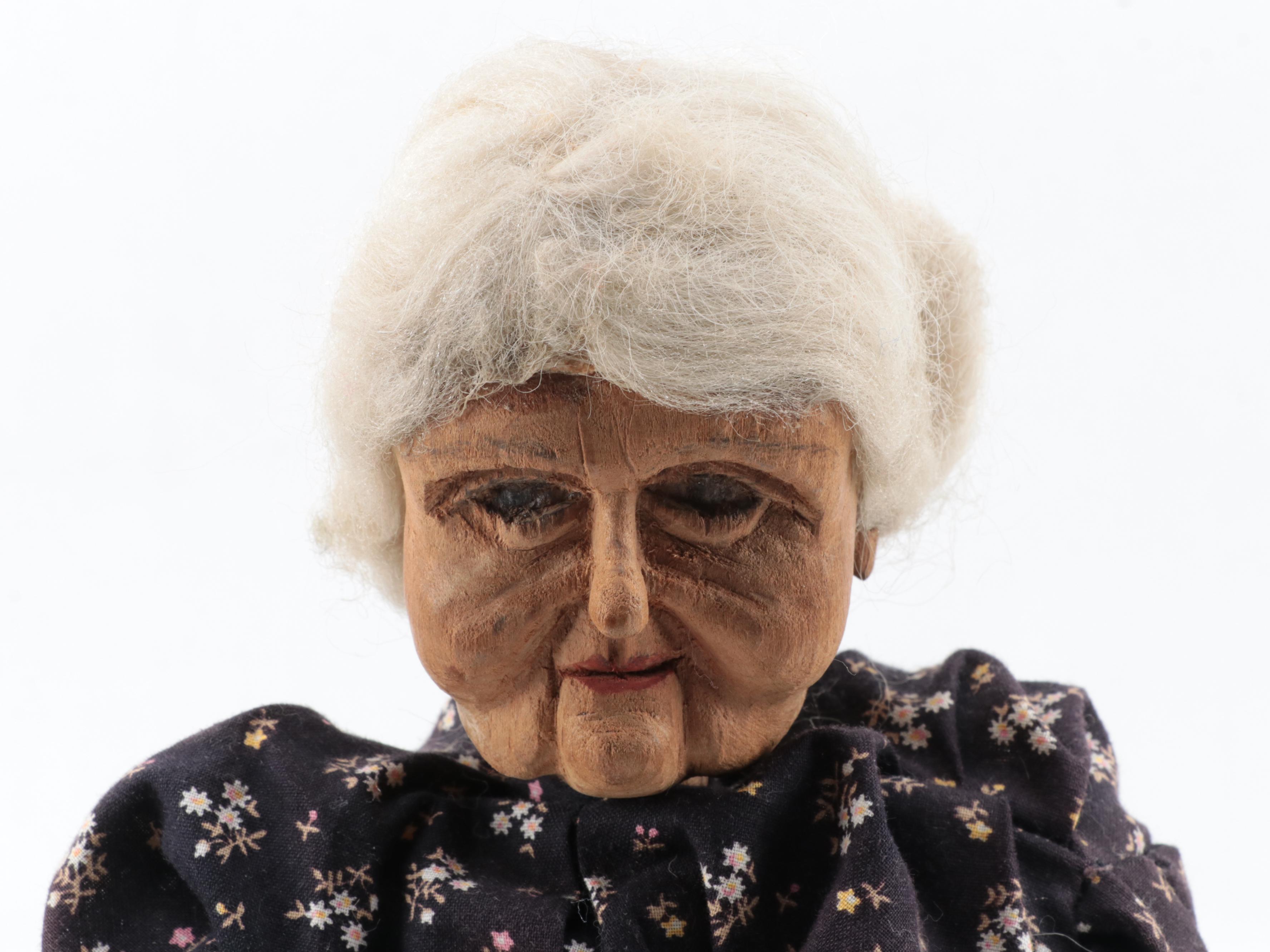 Artist Doll with Carved Wooden Head