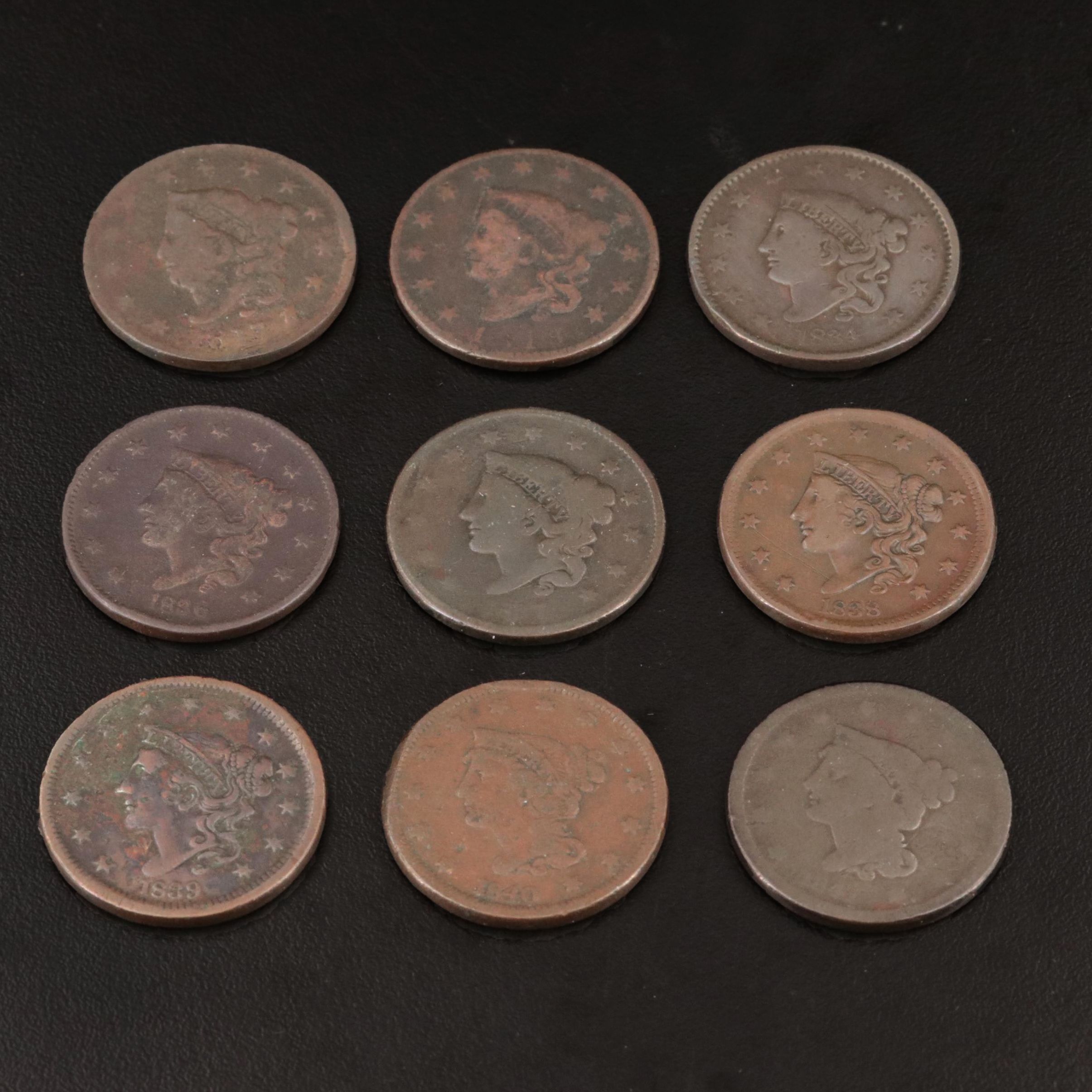 Nine Matron Head and Braided Hair Large Cents