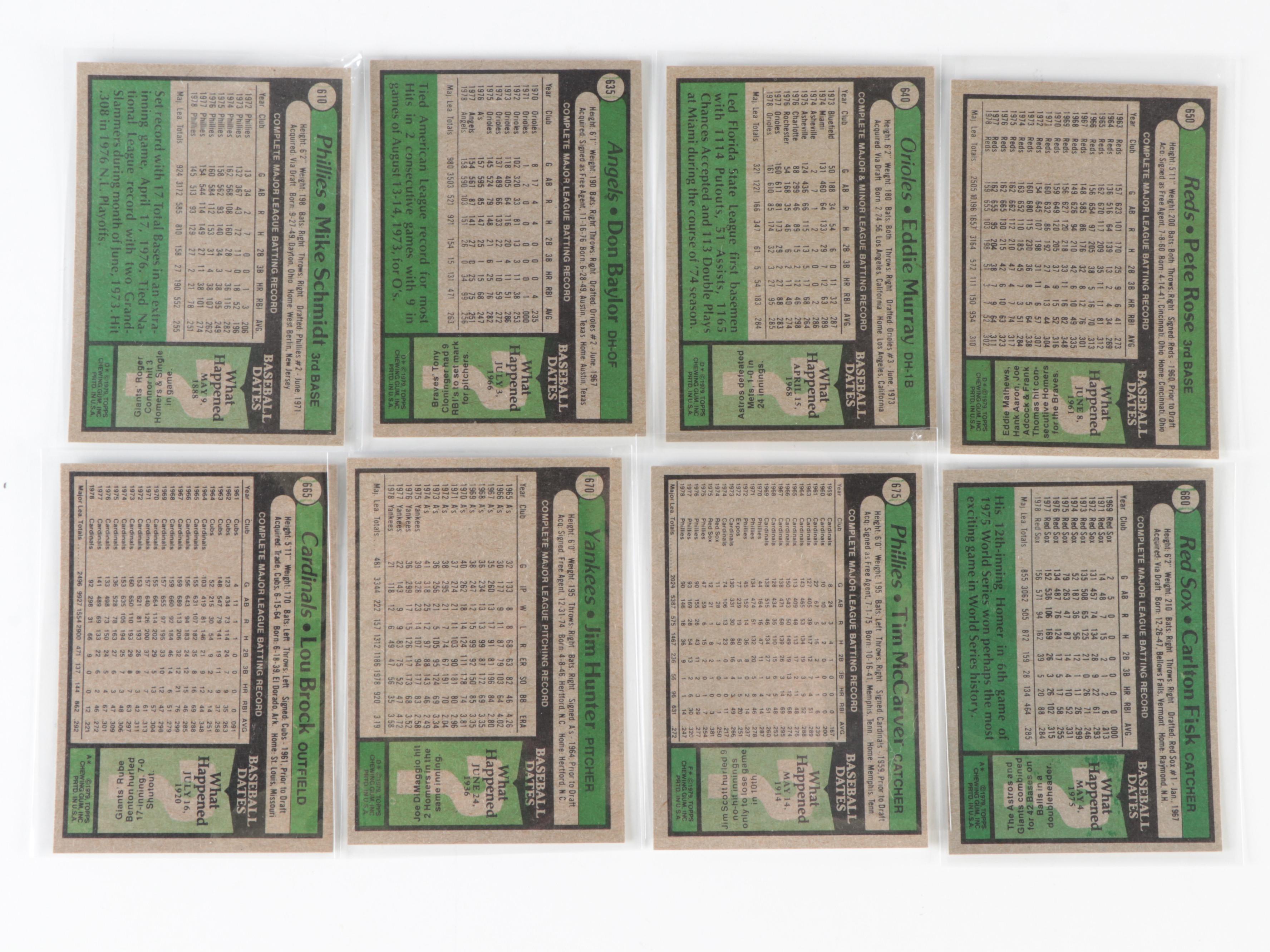 1979 Topps Baseball Cards with Rose, Schmidt, Jackson, Hernandez and More