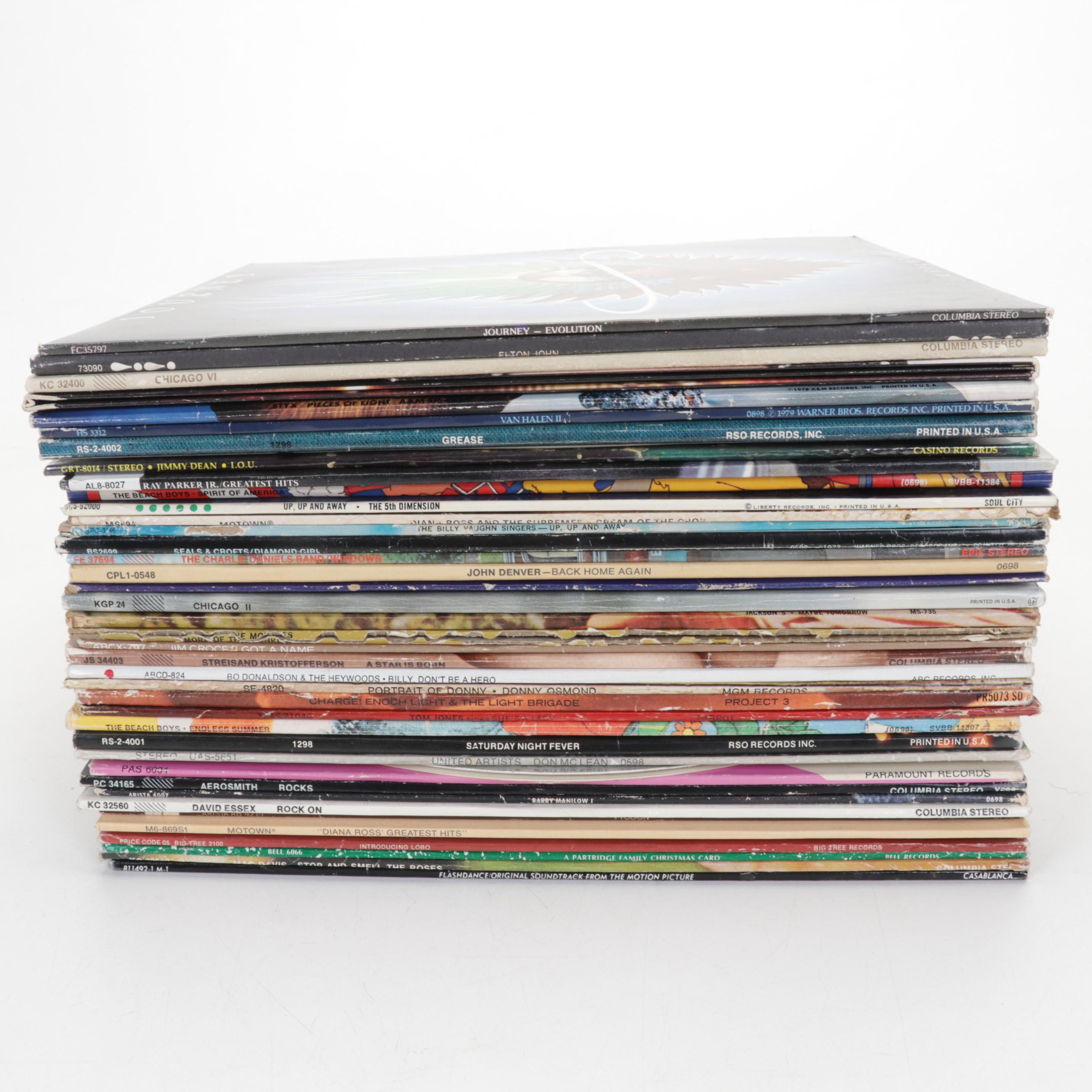 60s/70s/80s Records & Sanyo JXT 6430 Turntable and Cassette Player Music System