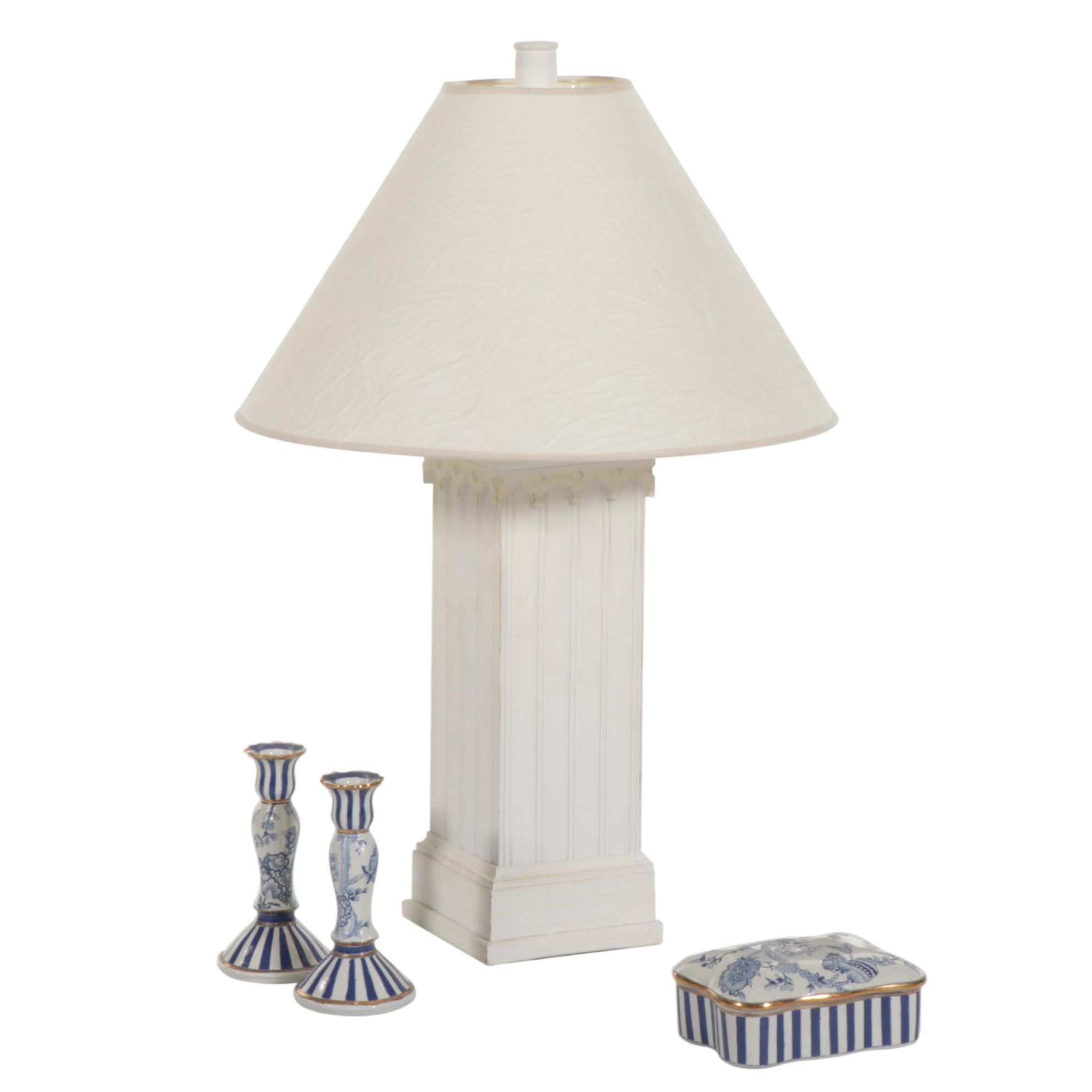 Cresswell Ltd. White Column Table Lamp, Late 20th Century