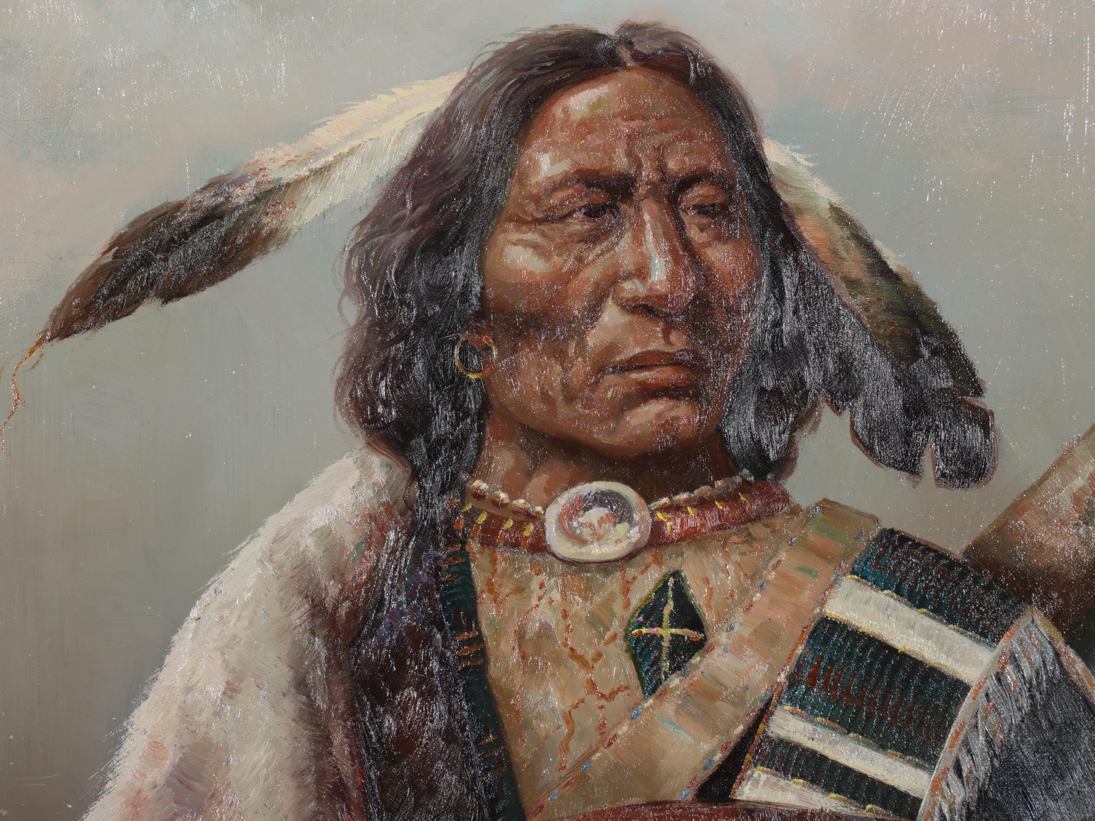 Troy Denton Portrait Oil Painting of a Native American Man