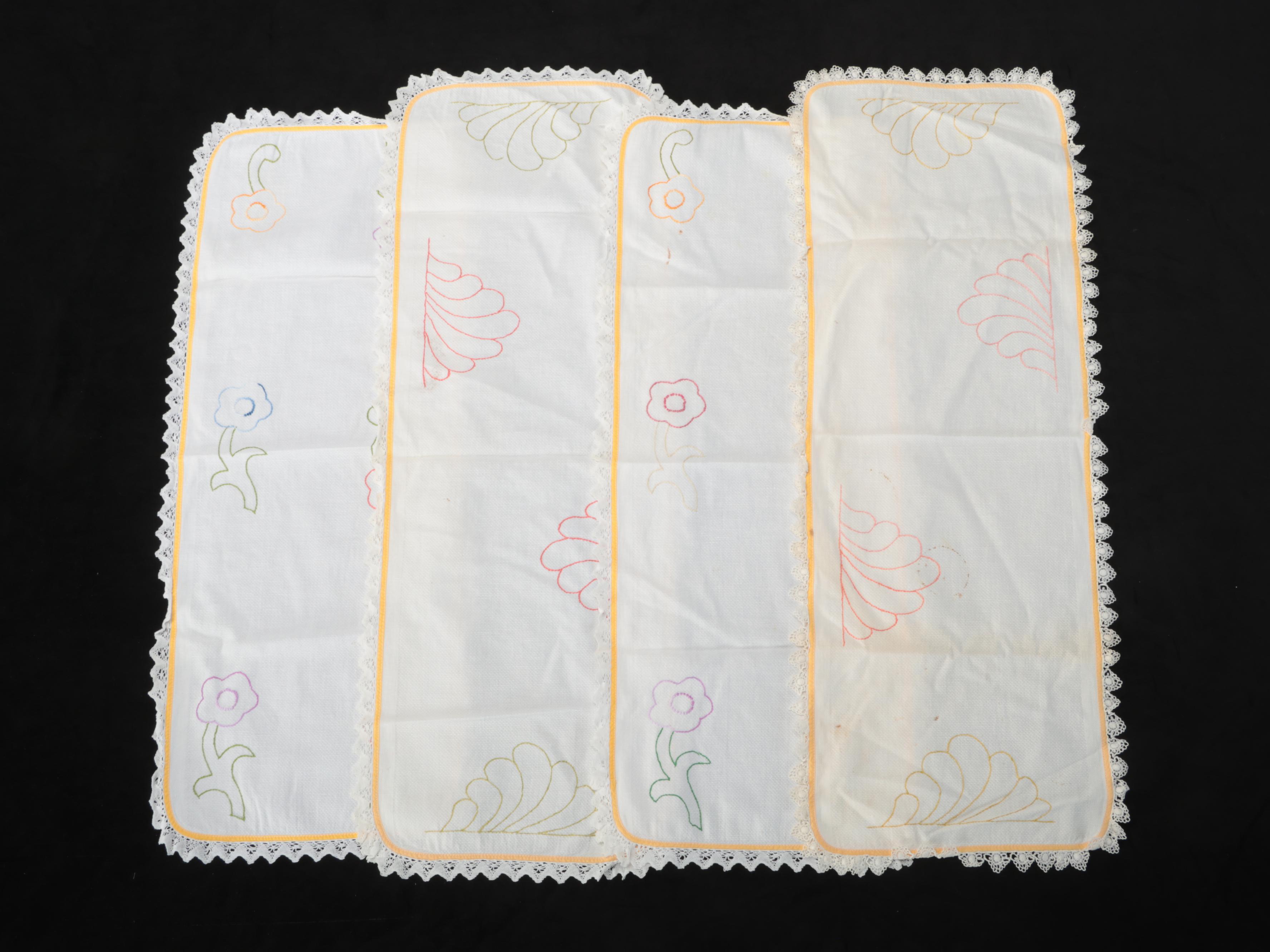 Embroidered, Appliqued and Crocheted Runners, Doilies and Other Table Linens