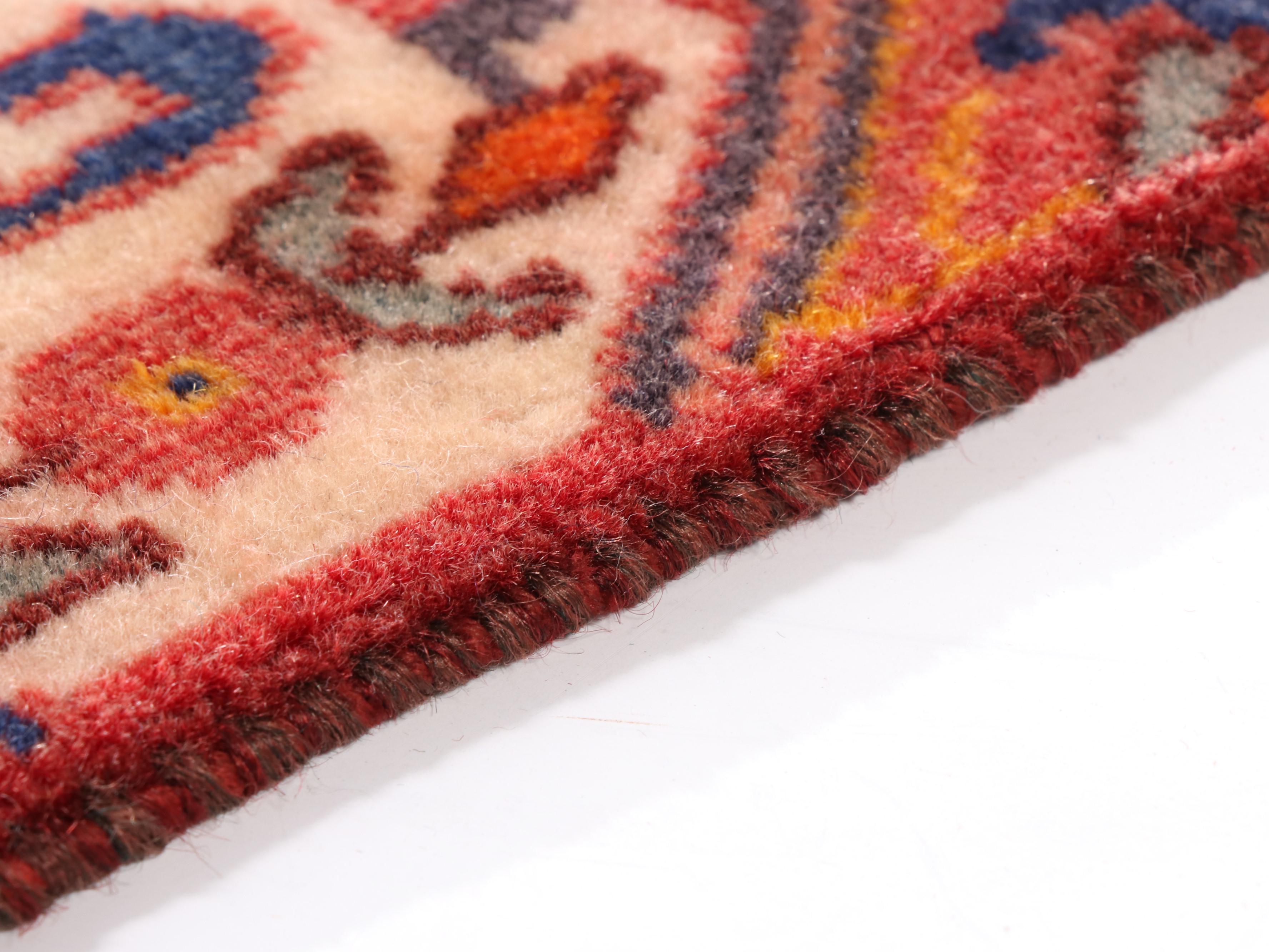 1'1 x 1'3 Hand-Knotted Persian Qashqai Floor Mat Remnant