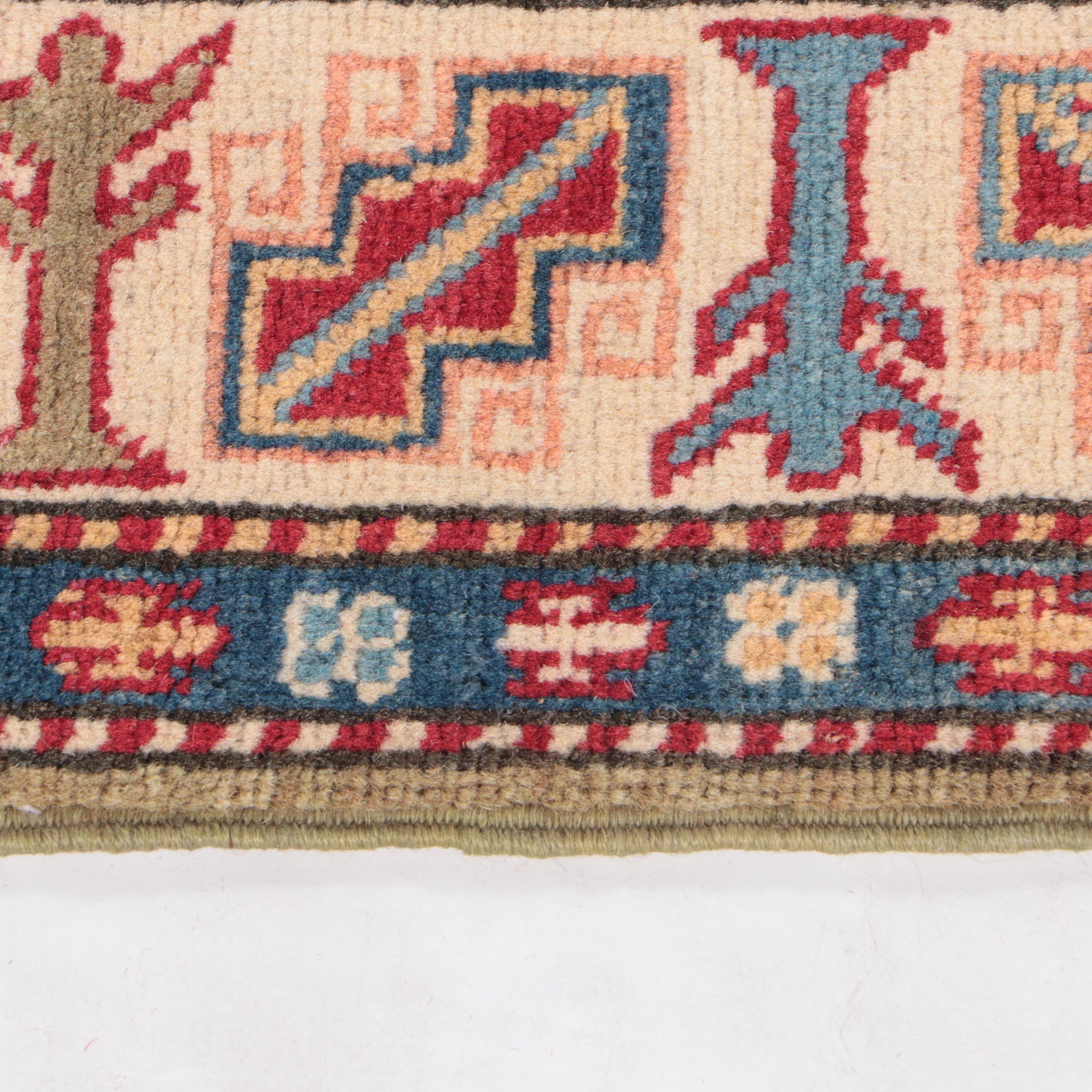 4' x 6' Hand-Knotted Pakistani Kazak-Style Area Rug