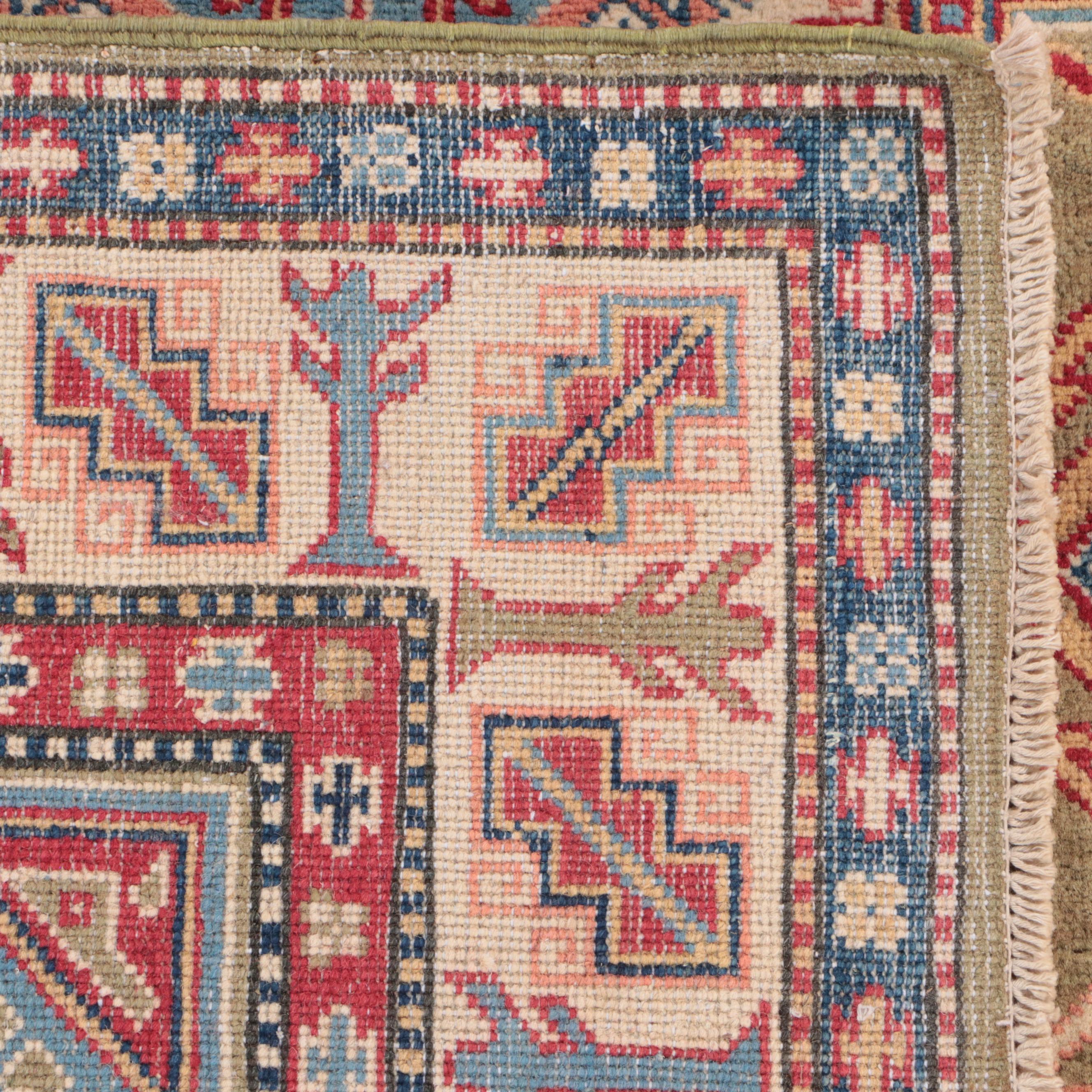 4' x 6' Hand-Knotted Pakistani Kazak-Style Area Rug