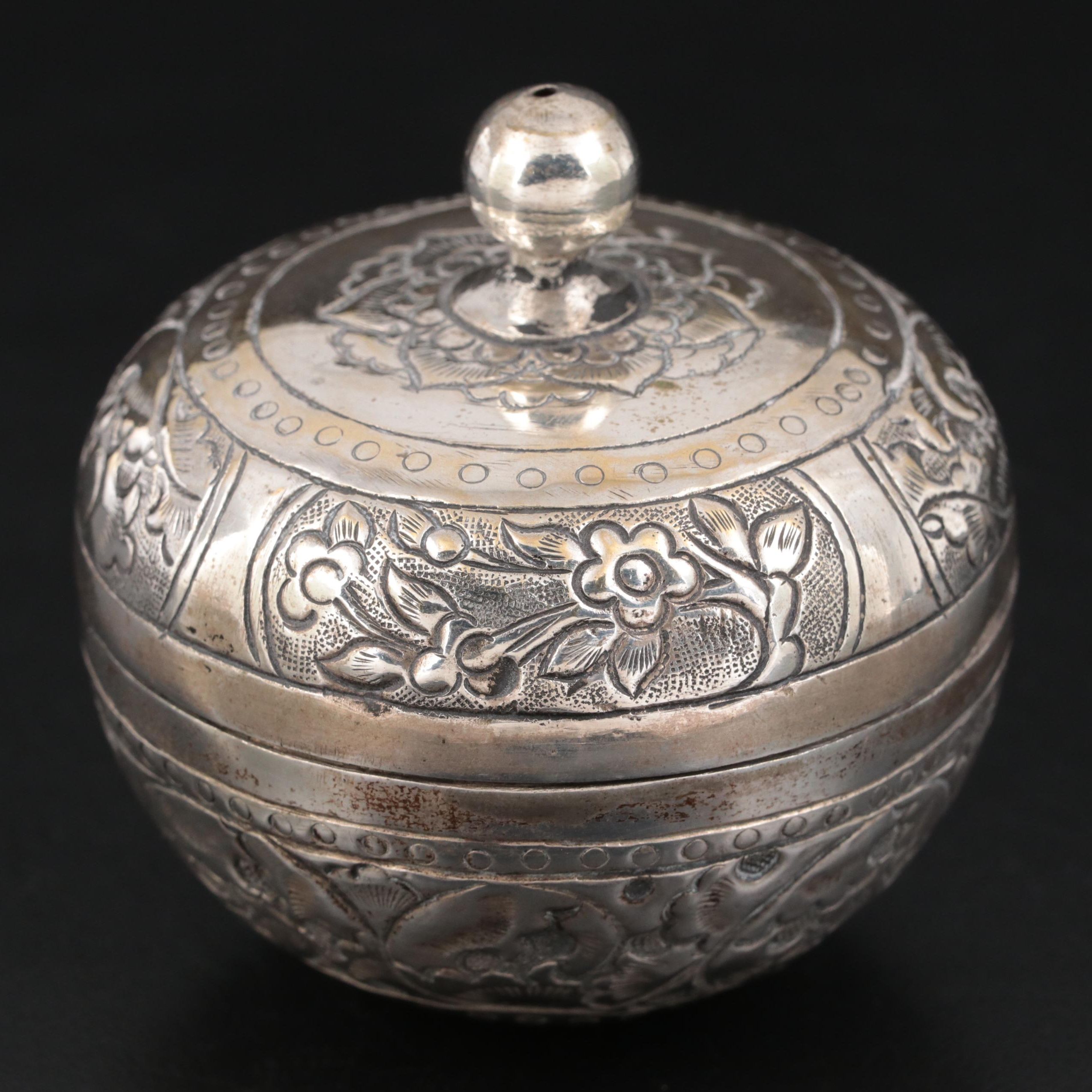 Indo-Persian Style Chased Silver Metal Box