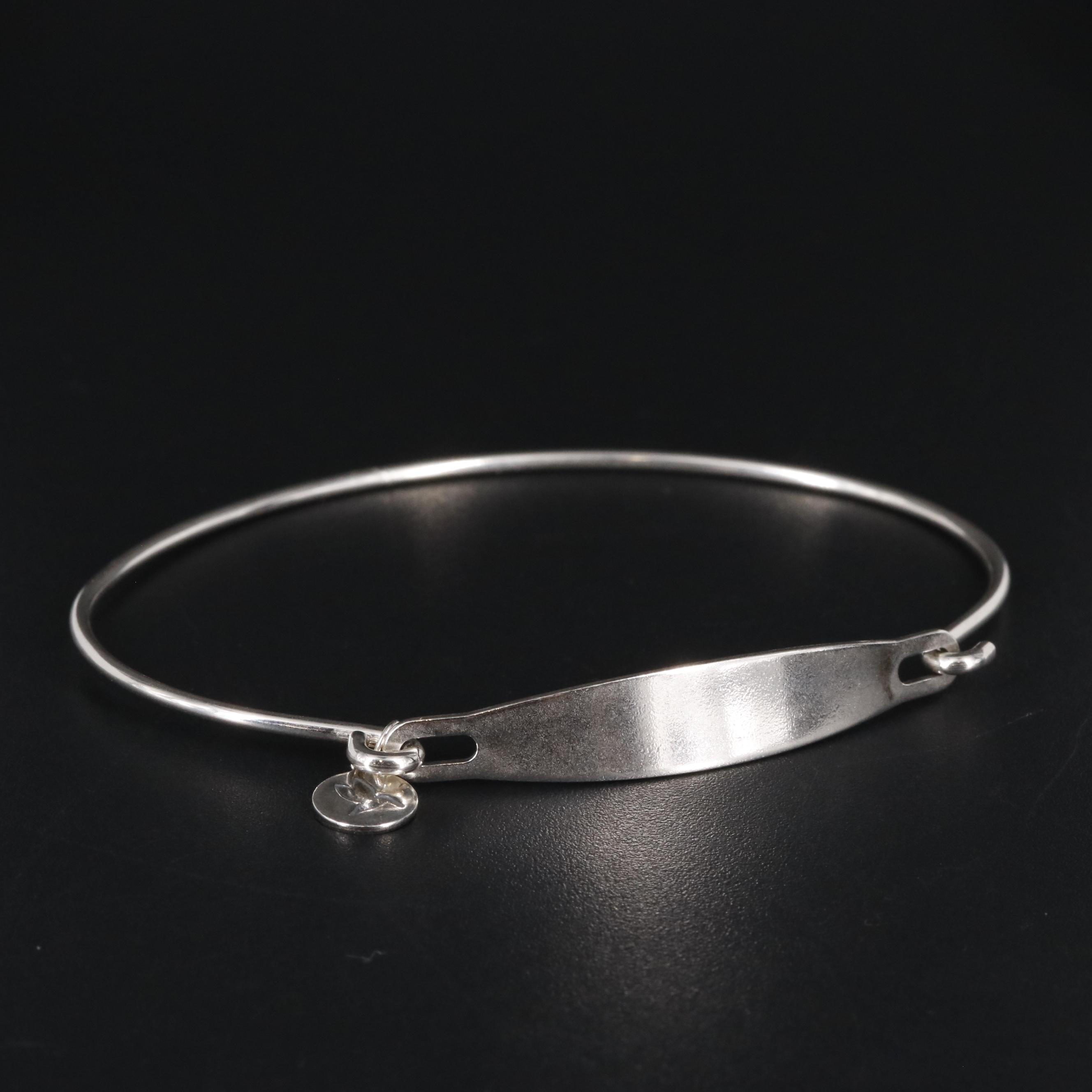 Sterling Bar Bracelet with Charm
