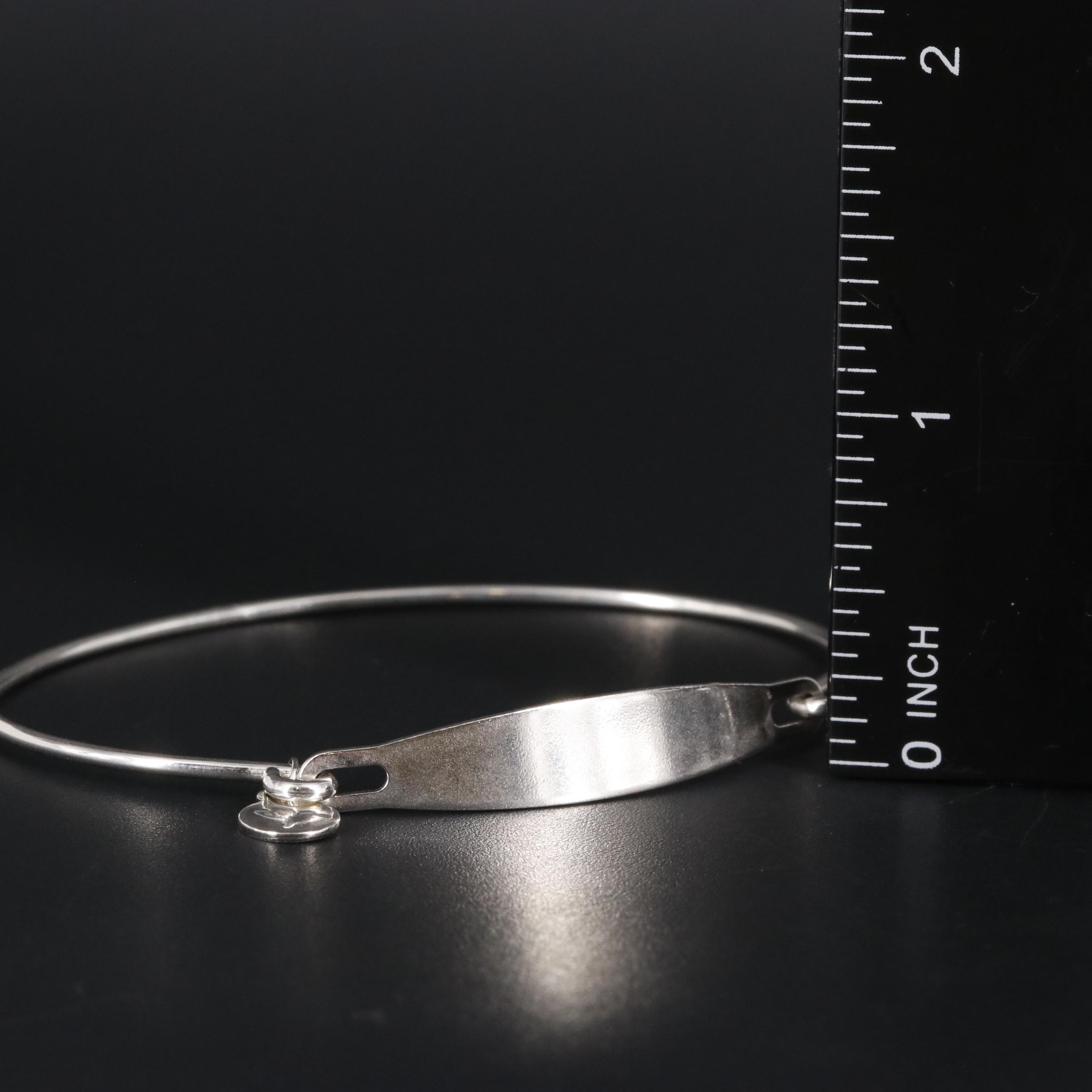 Sterling Bar Bracelet with Charm