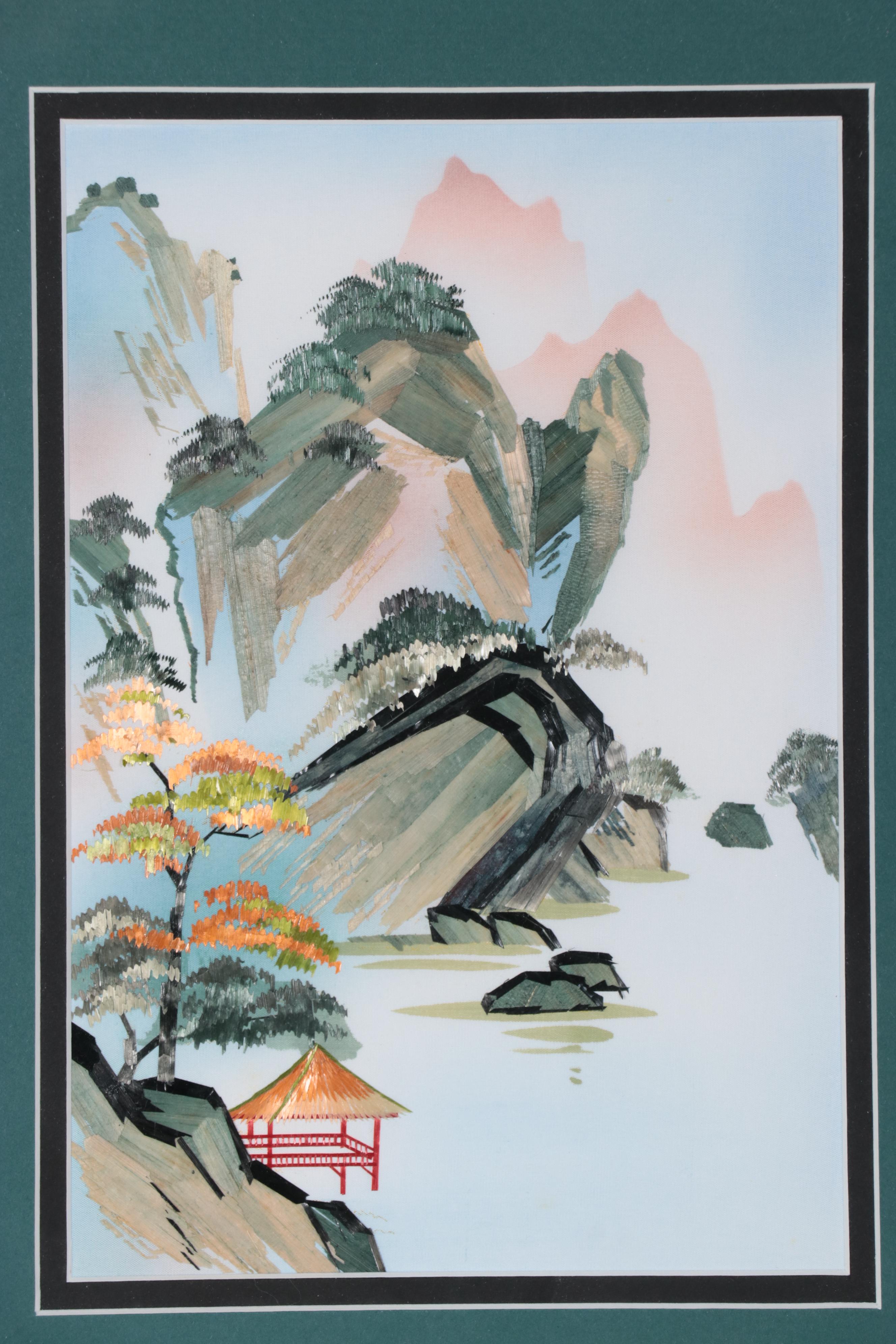 East Asian Landscape Mixed Media Compositions