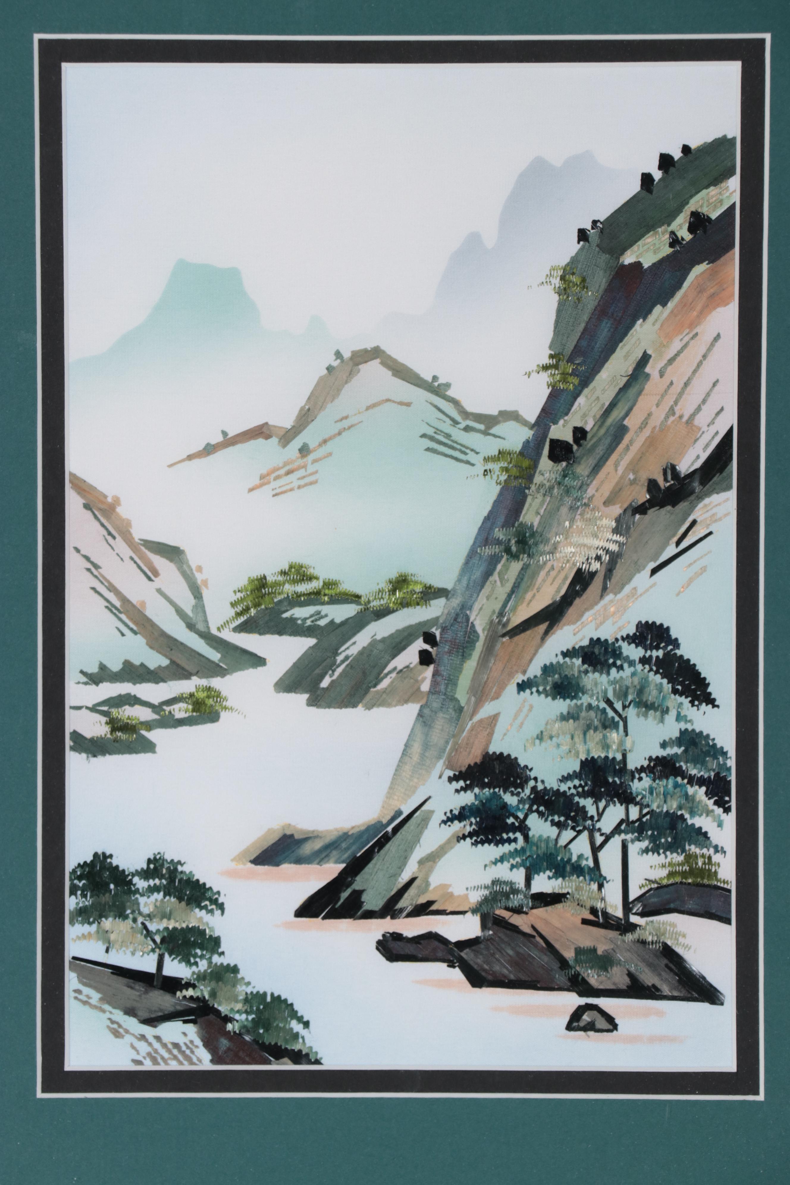 East Asian Landscape Mixed Media Compositions