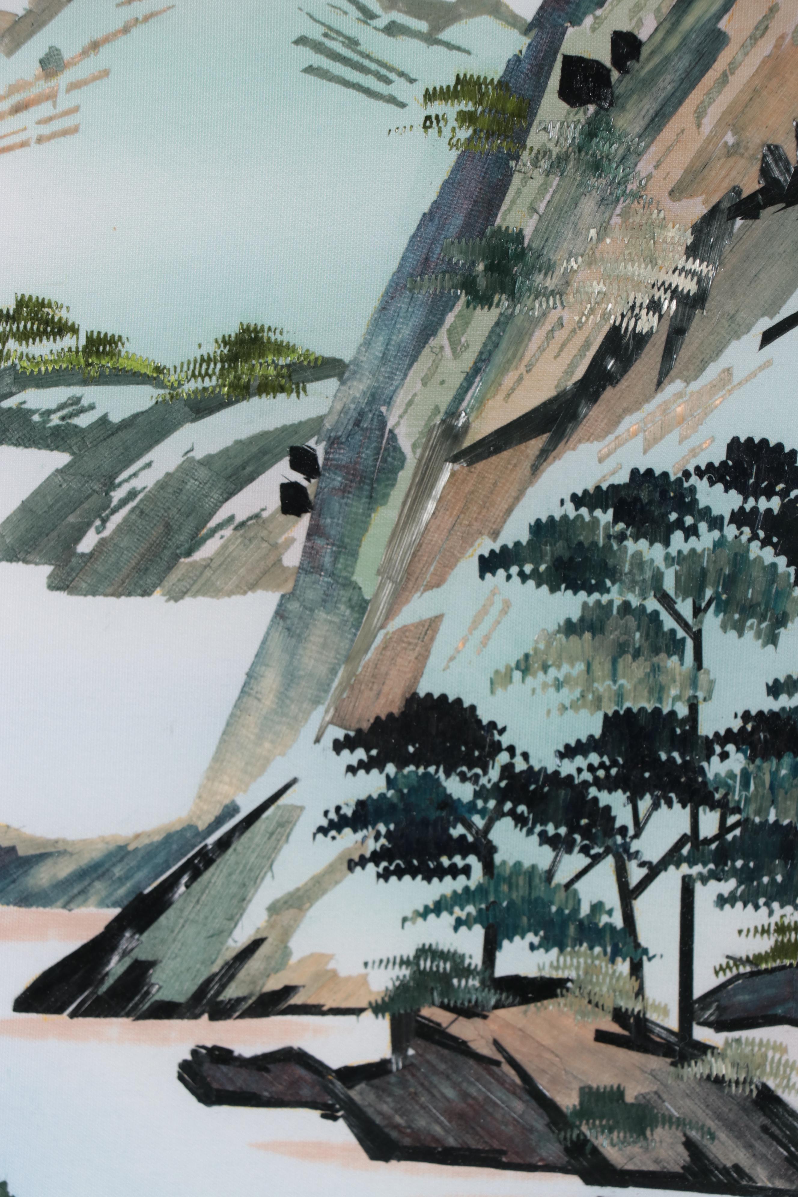 East Asian Landscape Mixed Media Compositions