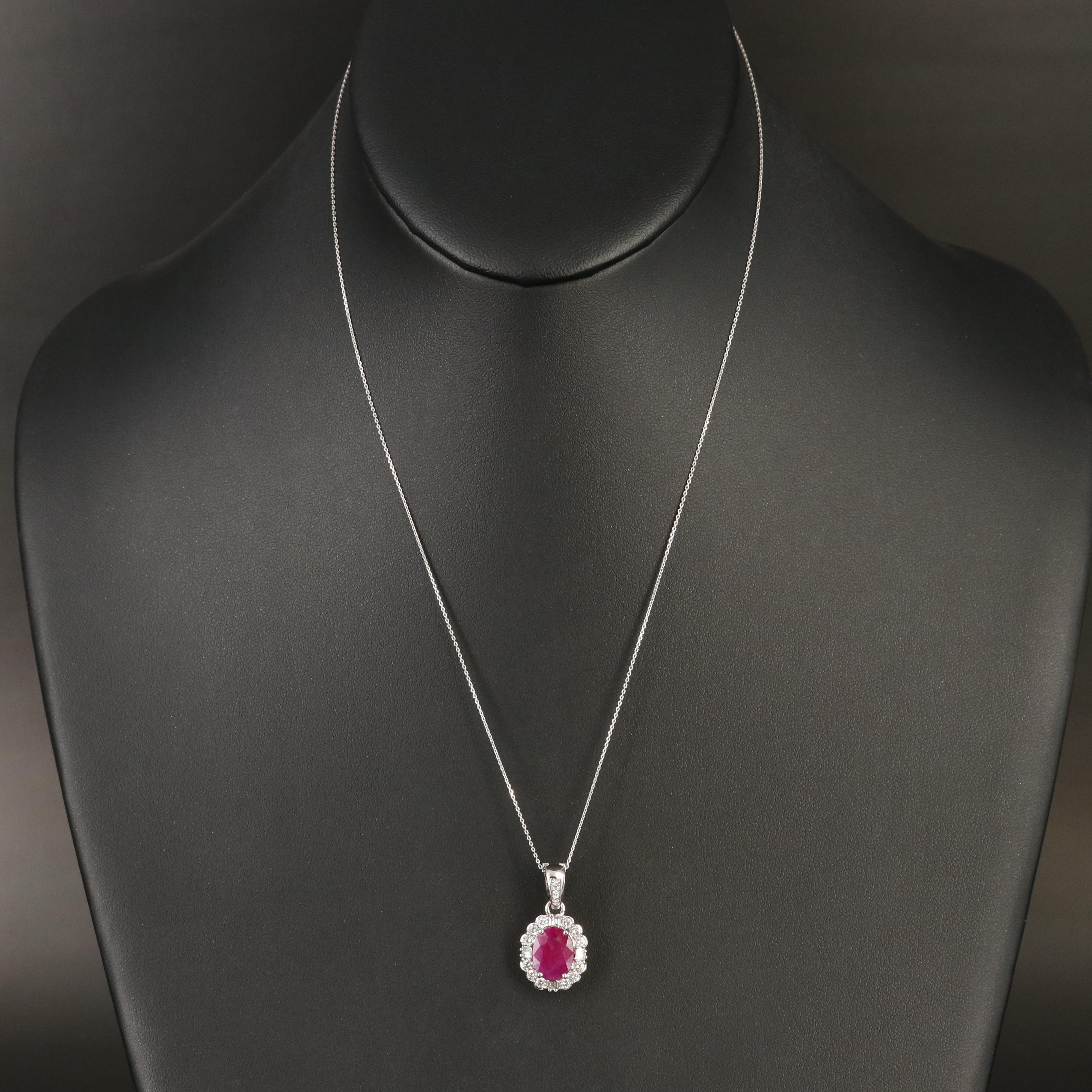 14K 2.37 CT Ruby and Diamond Enhancer Pendant Necklace