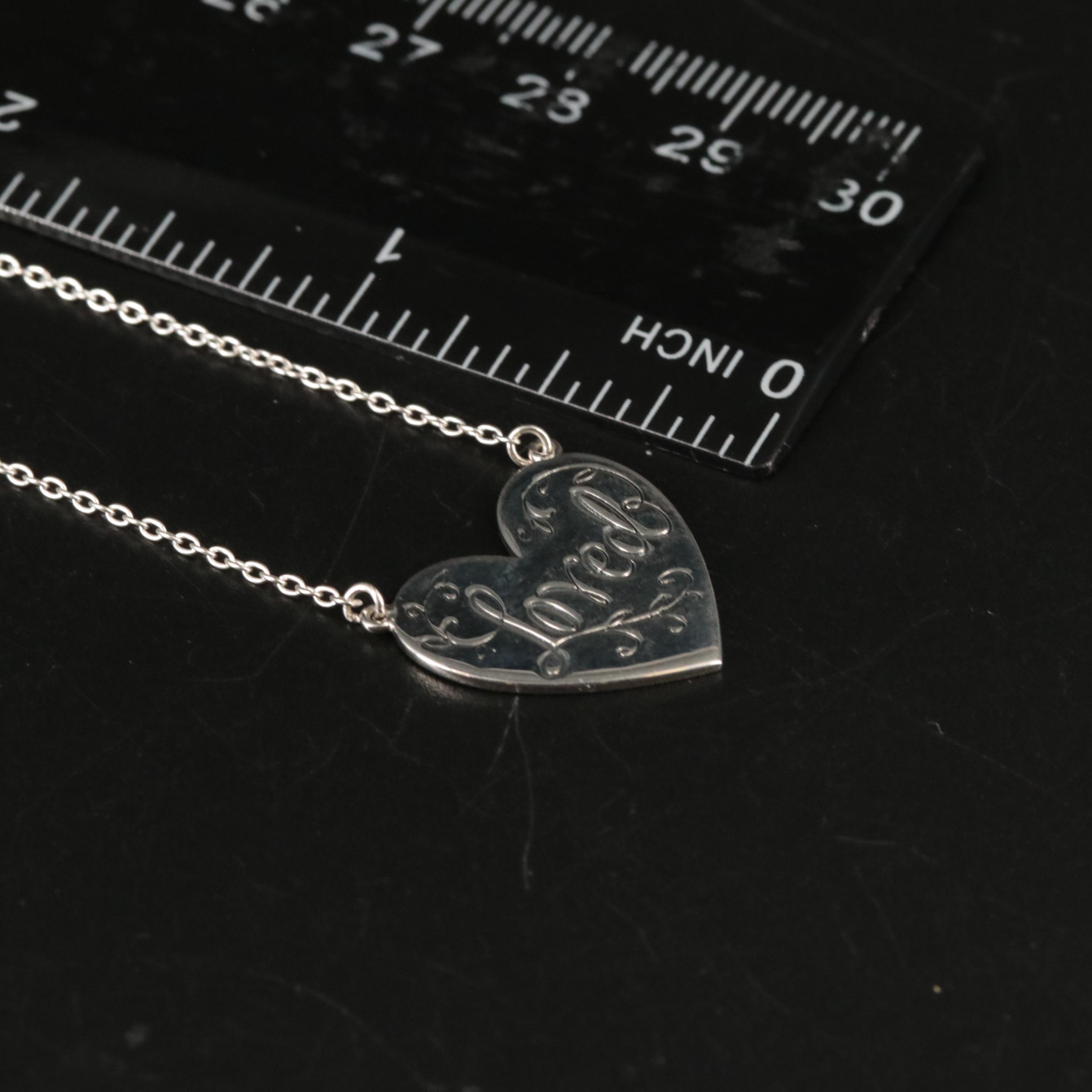 Sterling "Loved" Heart Pendant Necklace