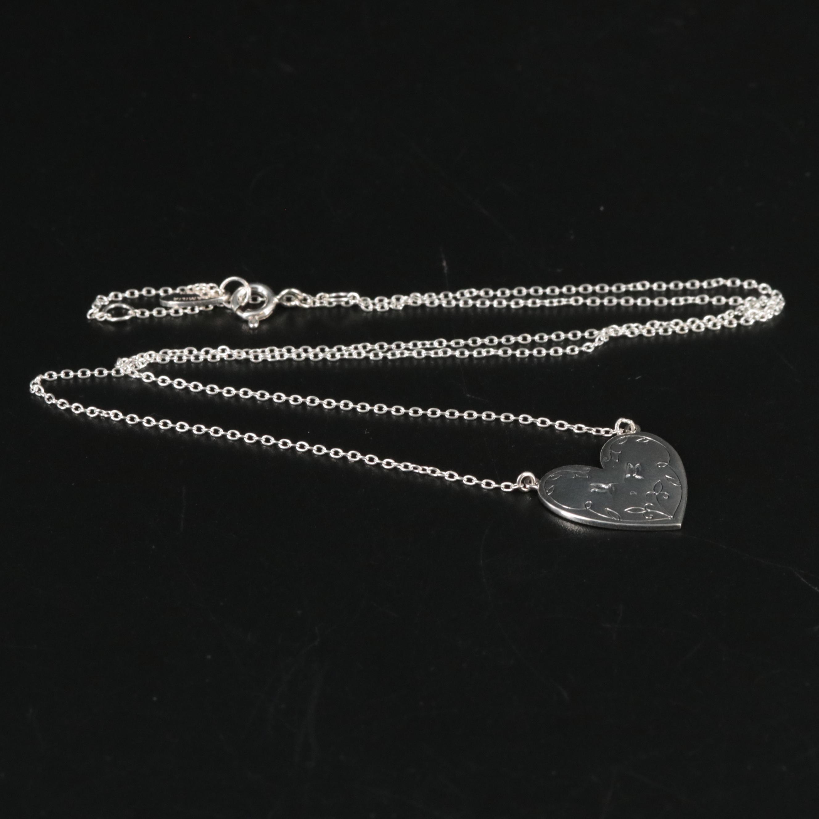 Sterling "Loved" Heart Pendant Necklace