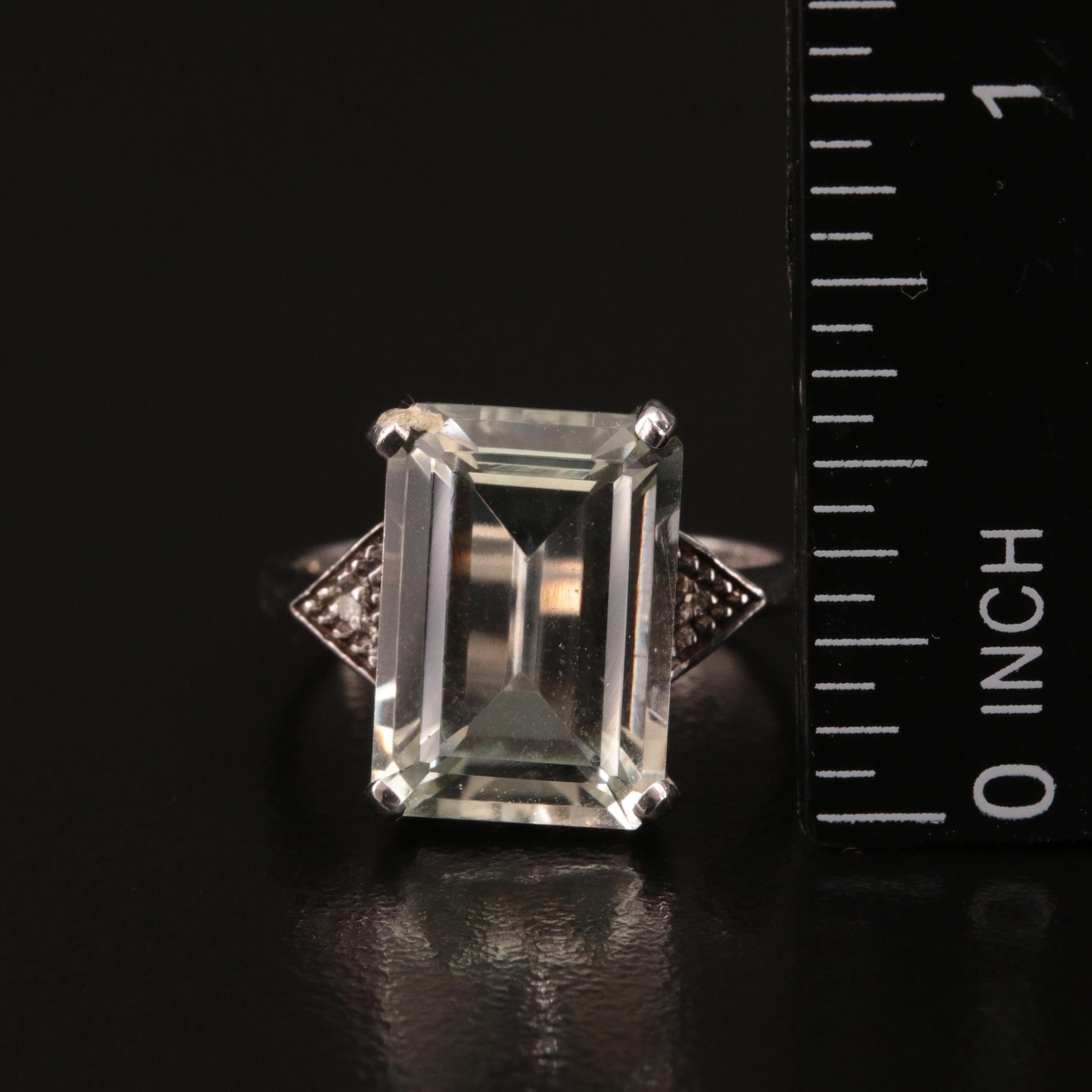 Sterling Rings Including Amethyst, Diamond and Prasiolite