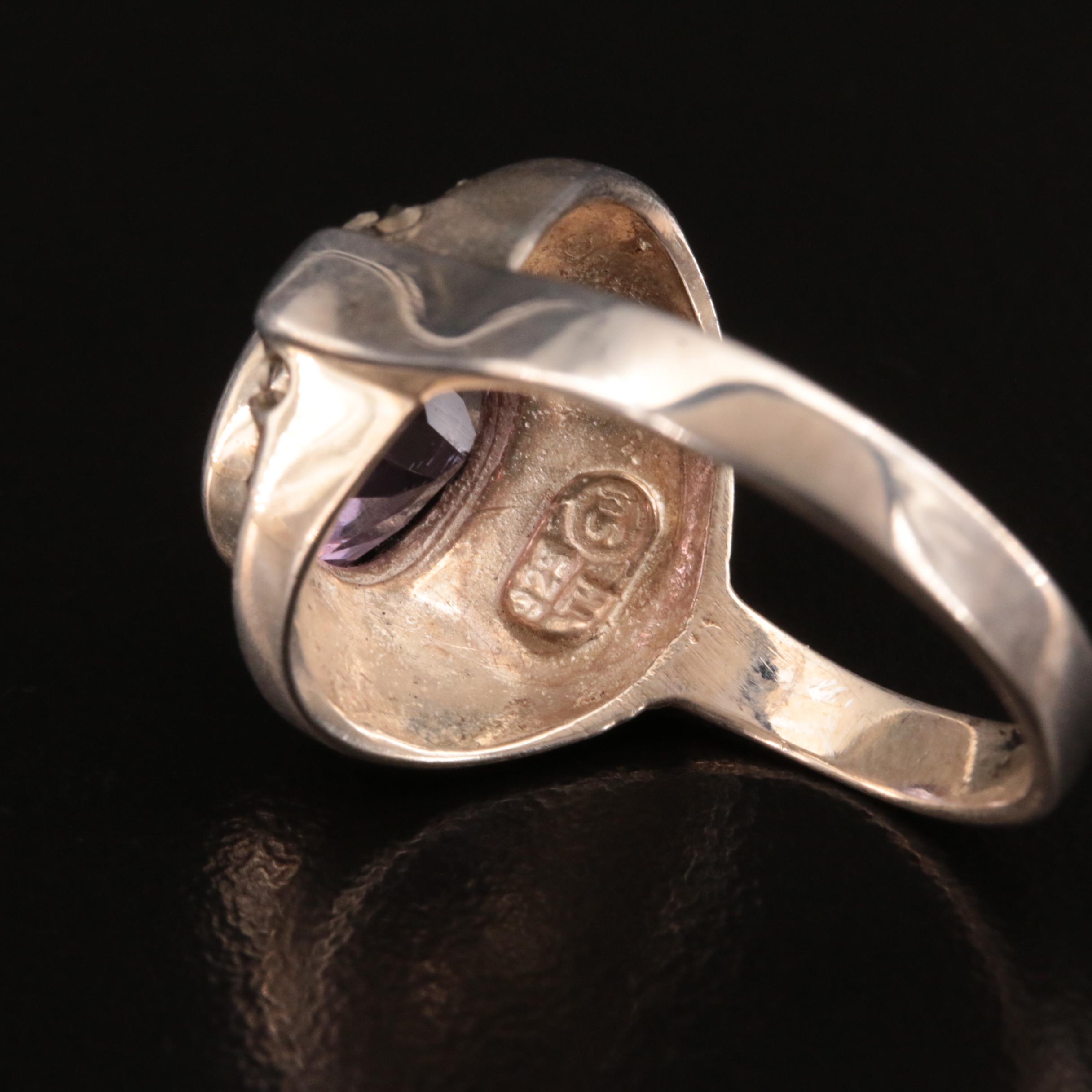 Sterling Rings Including Amethyst, Diamond and Prasiolite