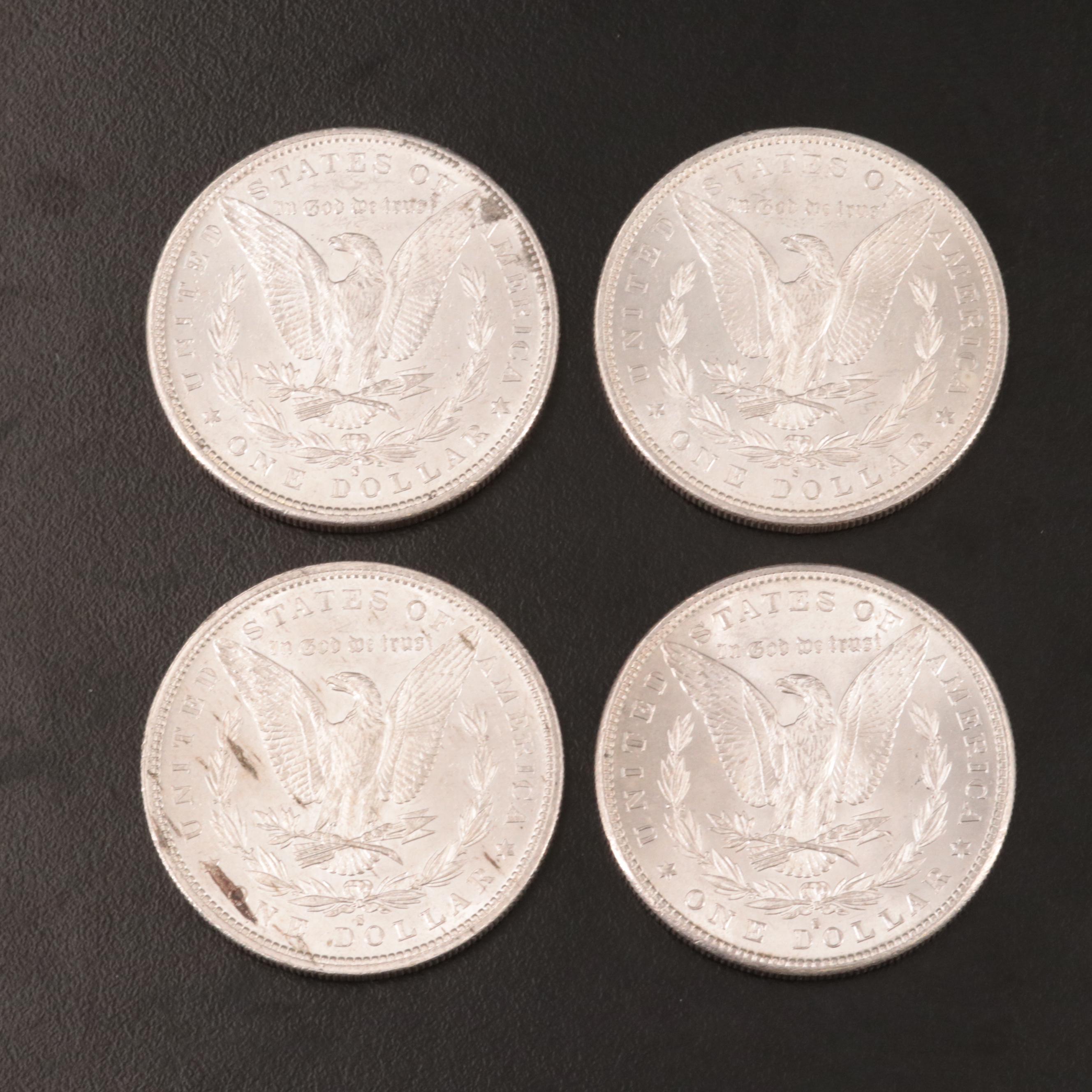 Four Uncirculated 1882-S Morgan Silver Dollars