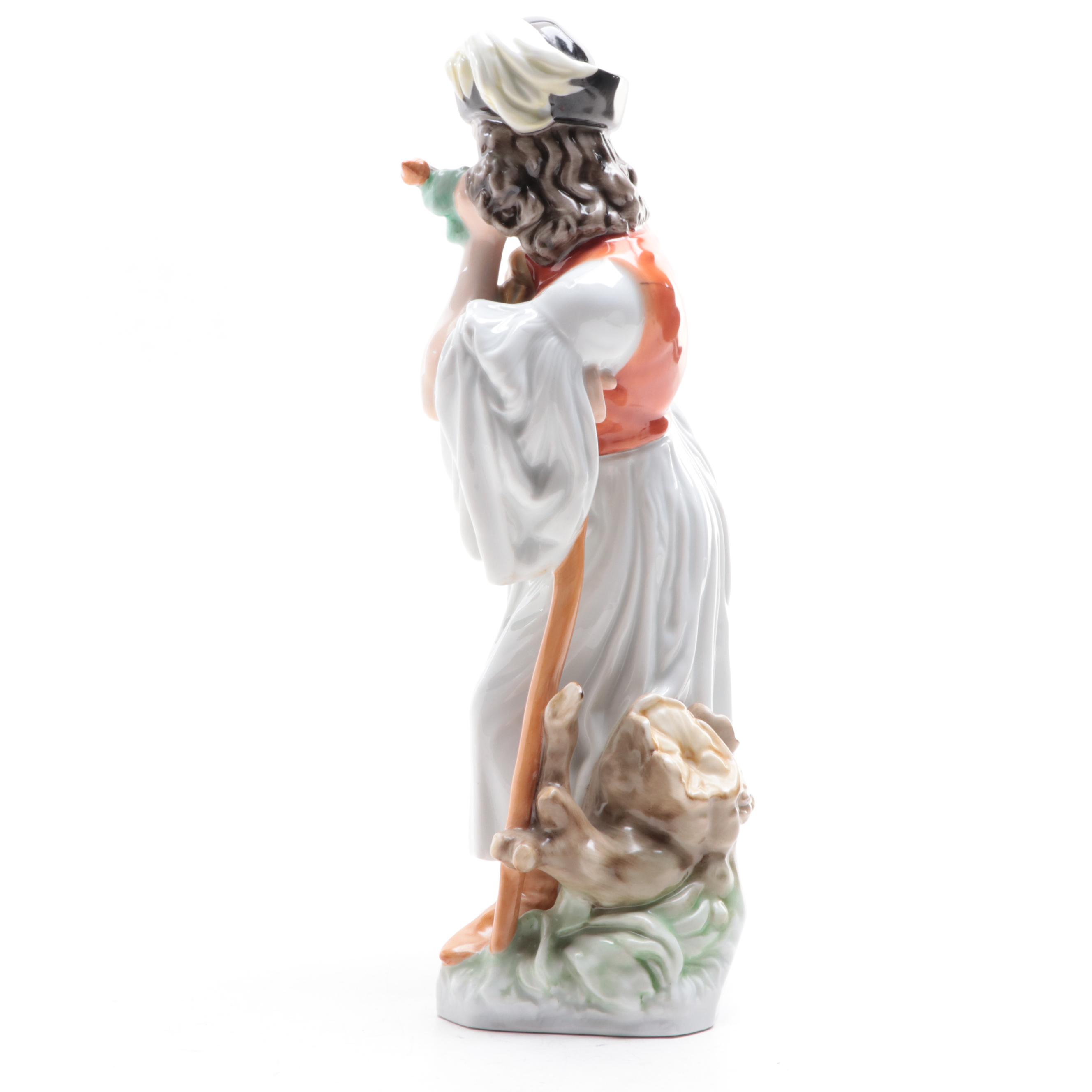 Herend "Mournful Shepherd" Porcelain Figurine