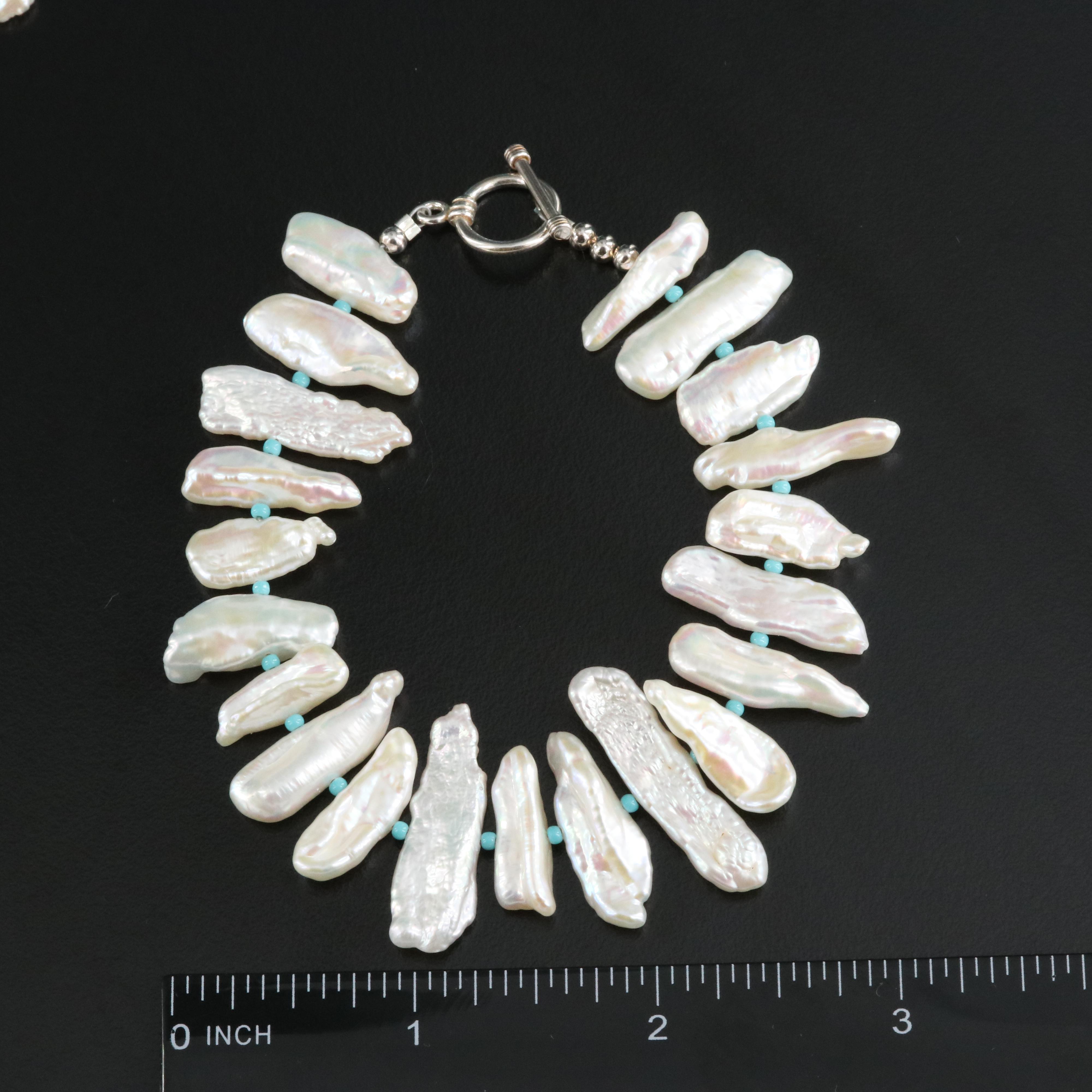 Pearl, Magnesite and Glass Necklaces, Bracelet and Earrings