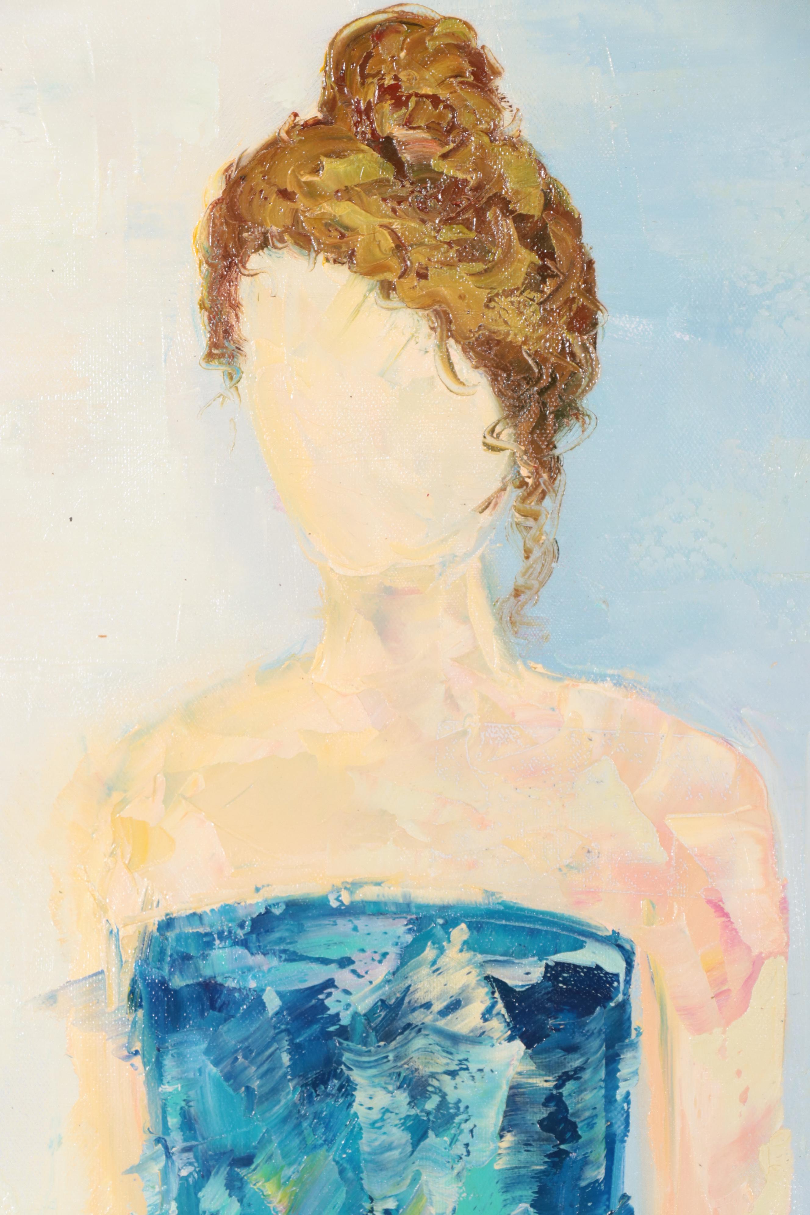 Bing Oil Painting of a Standing Female Figure, 21st Century