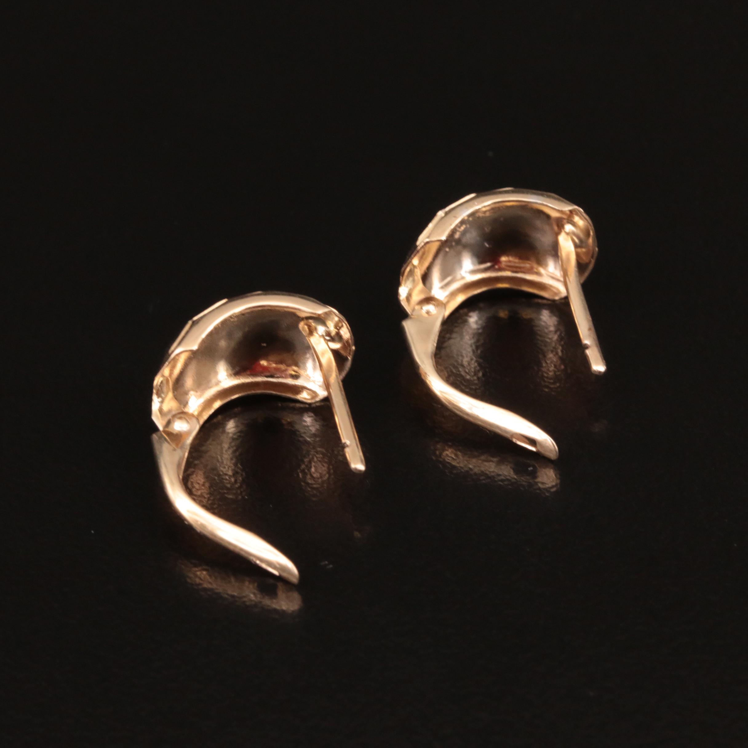 Turkish 14K Faceted Half Hoop Earrings