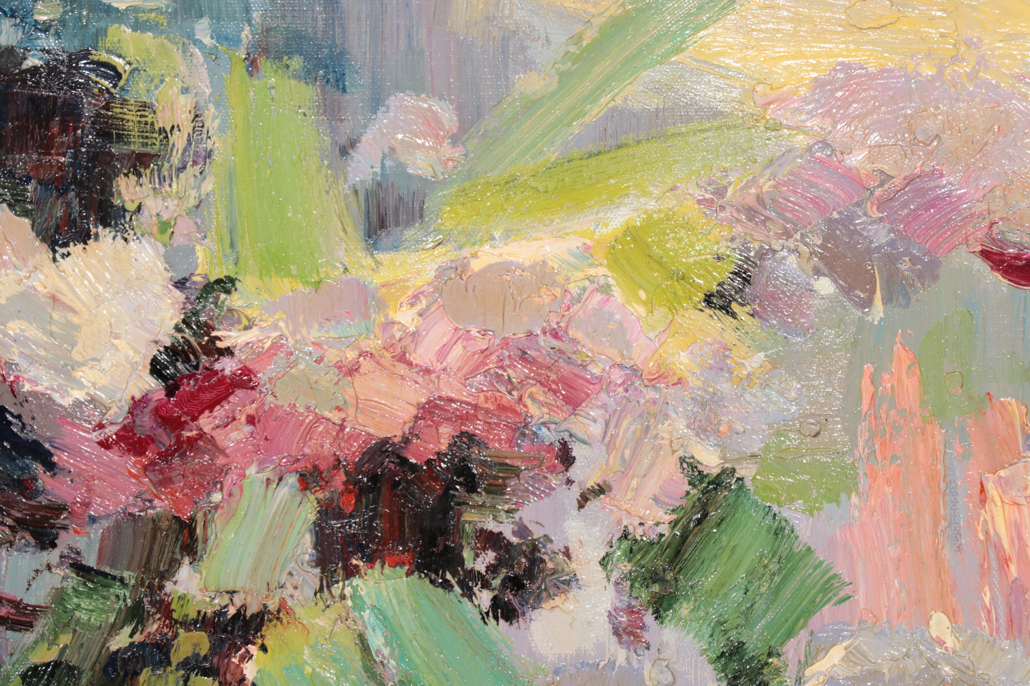 Ping Floral Still Life Oil Painting, 21st Century