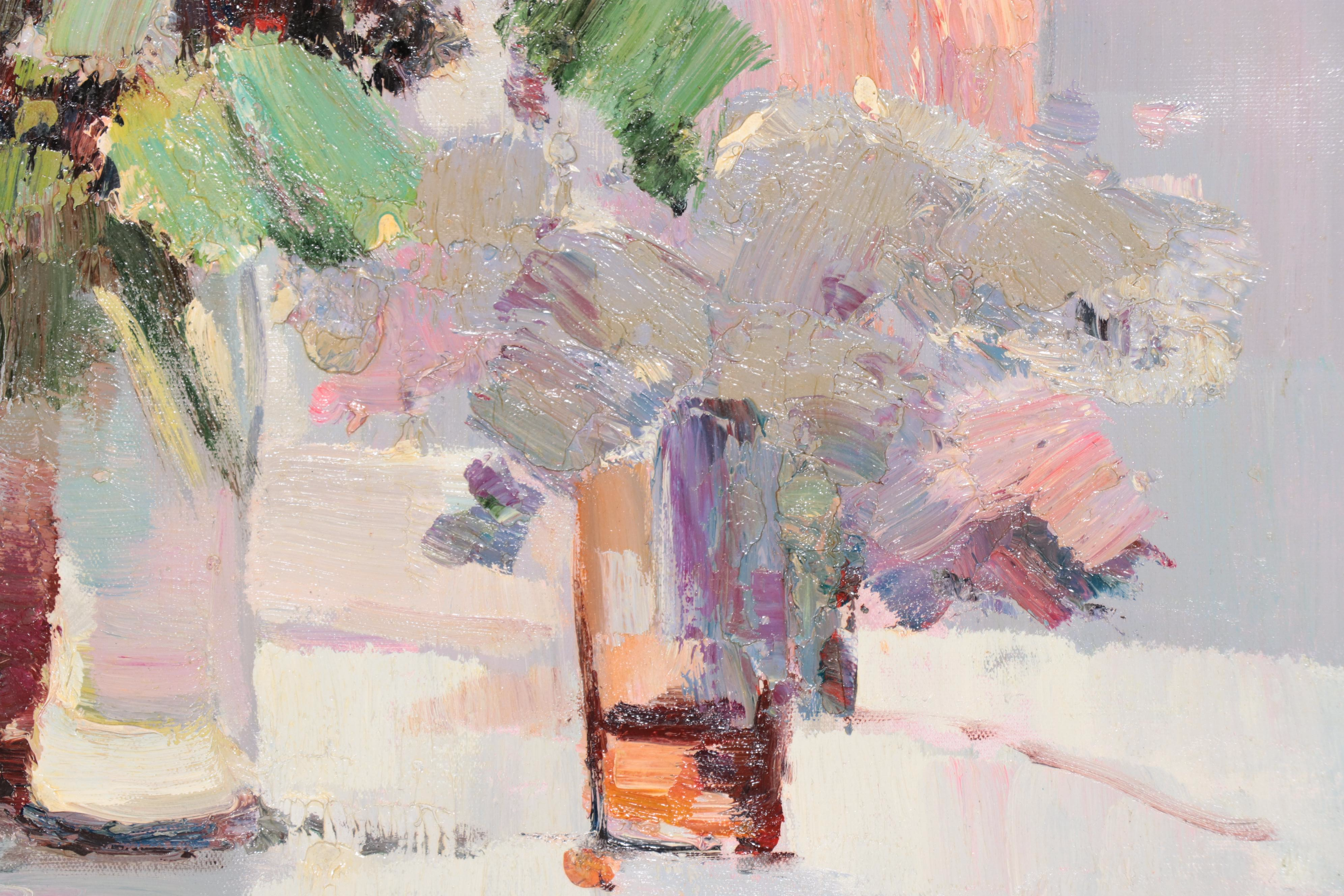 Ping Floral Still Life Oil Painting, 21st Century