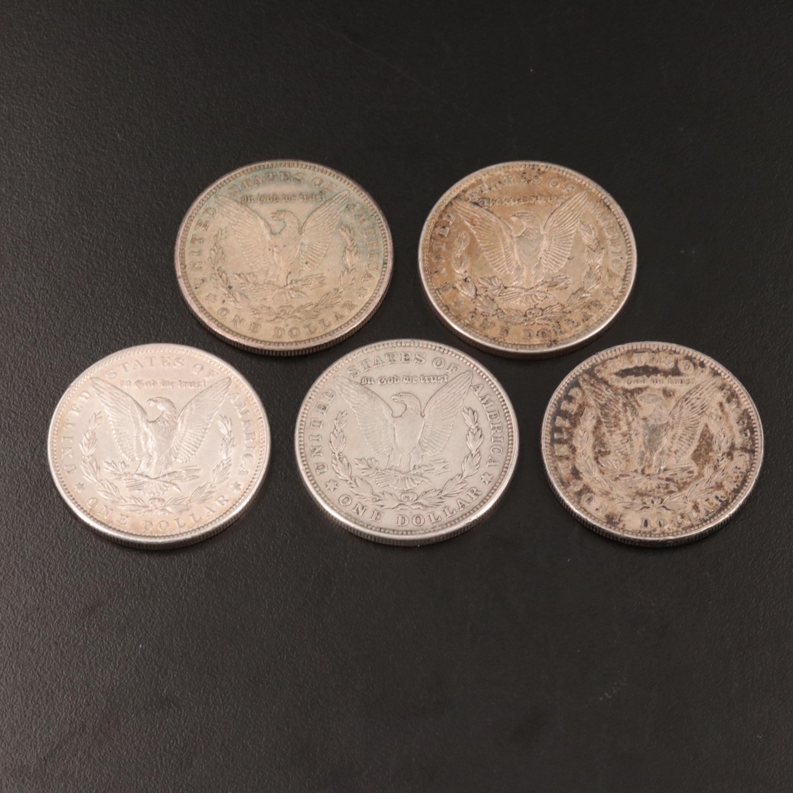 Five Morgan Silver Dollars
