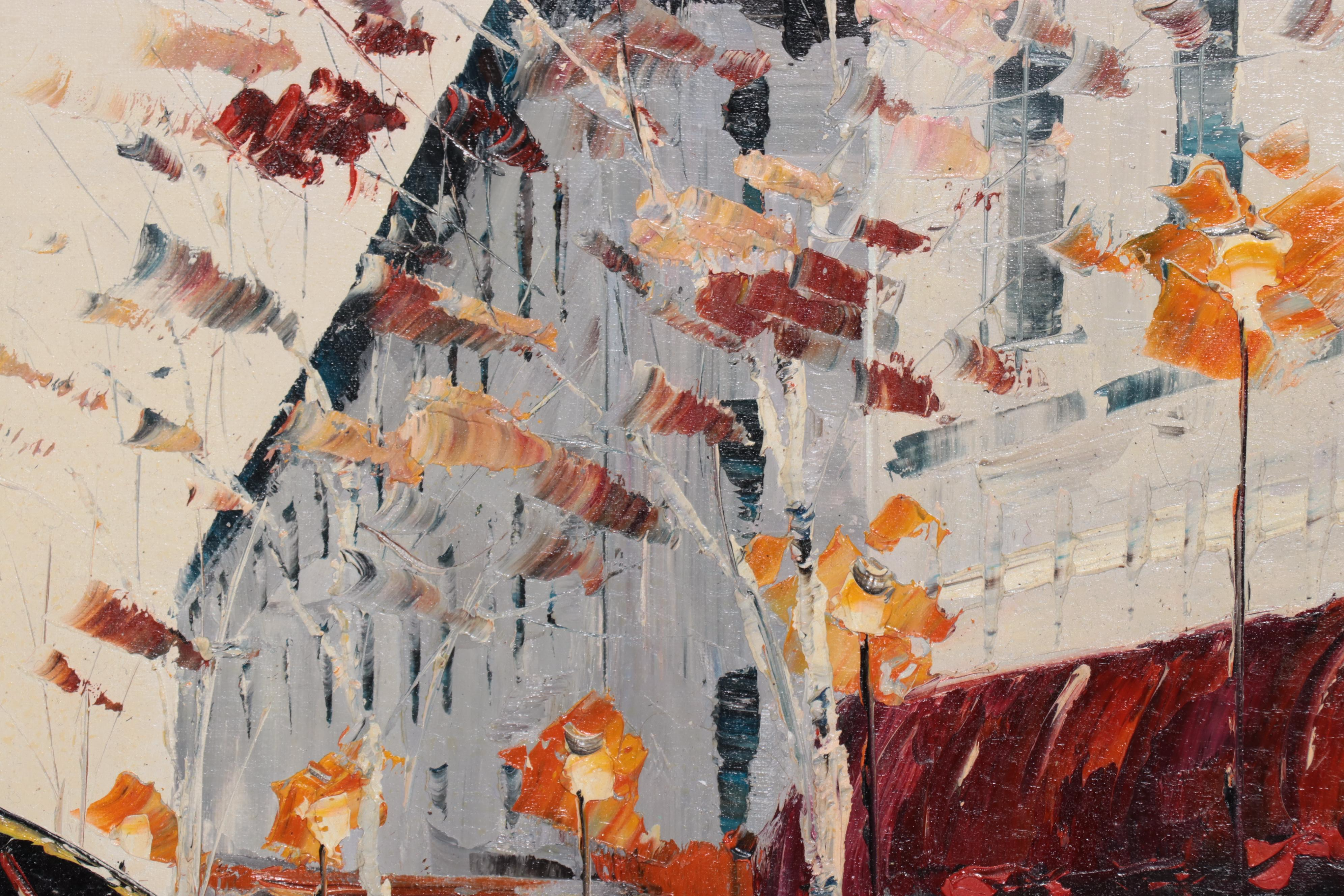 Bing Rainy Cityscape Oil Painting, 21st Century