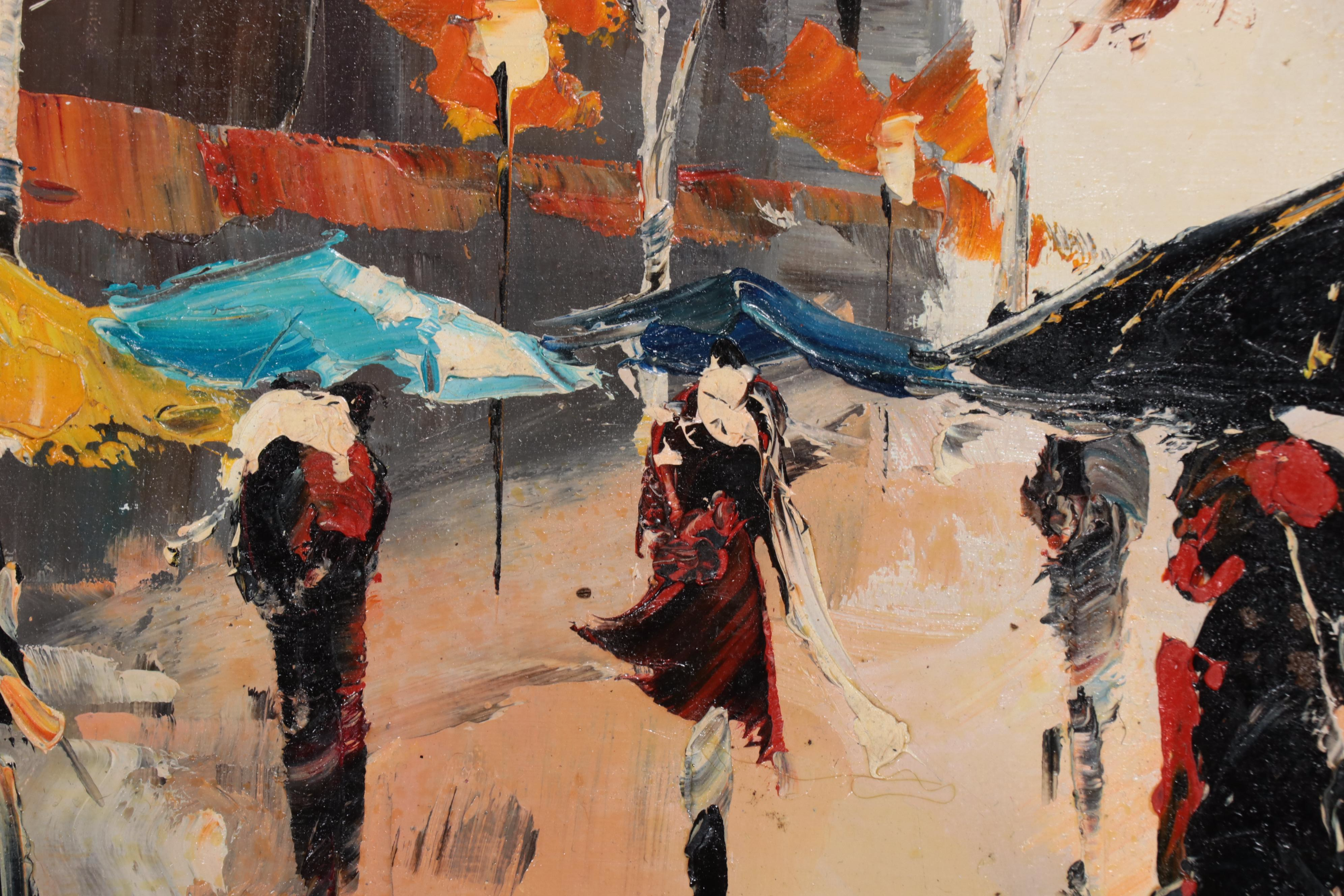Bing Rainy Cityscape Oil Painting, 21st Century