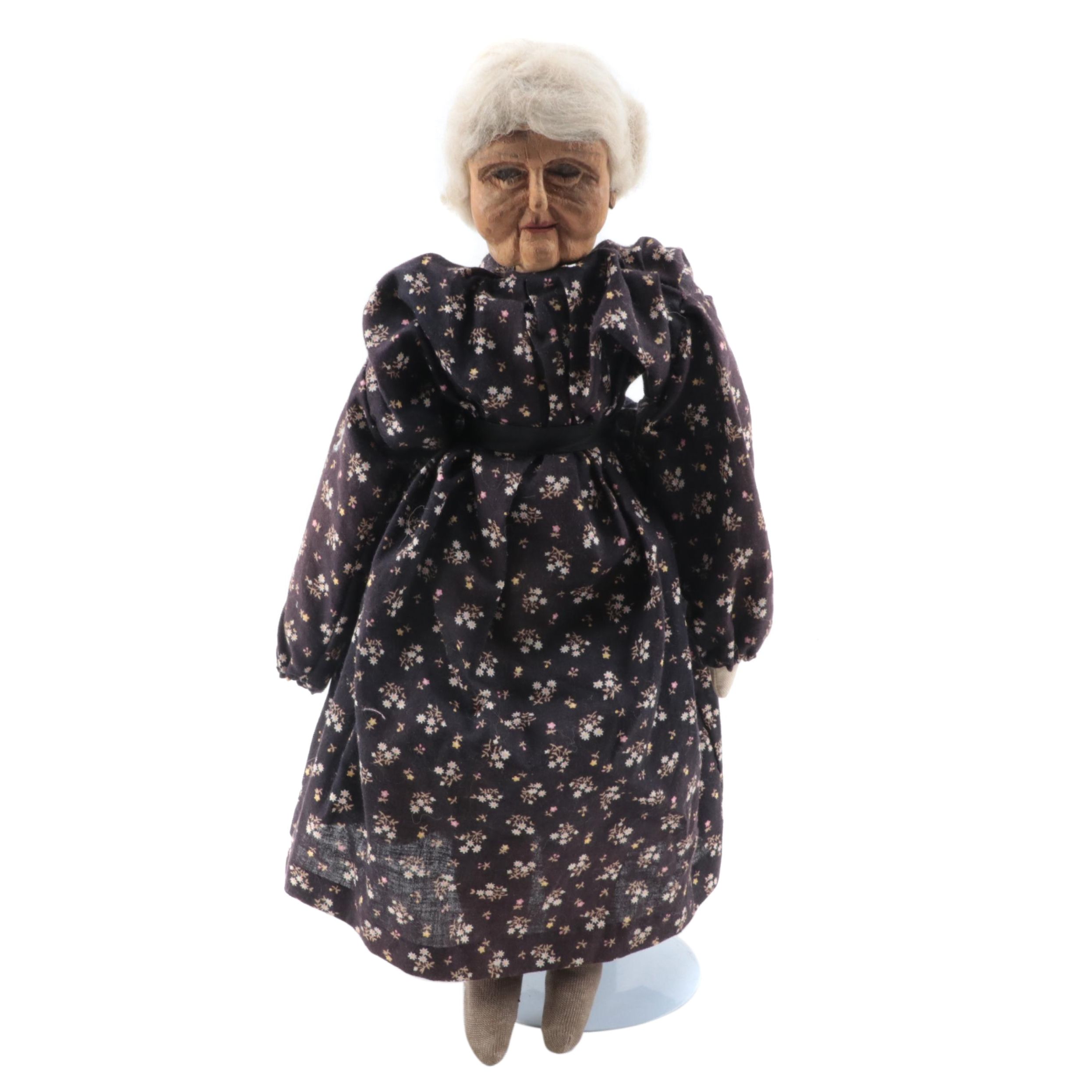 Artist Doll with Carved Wooden Head