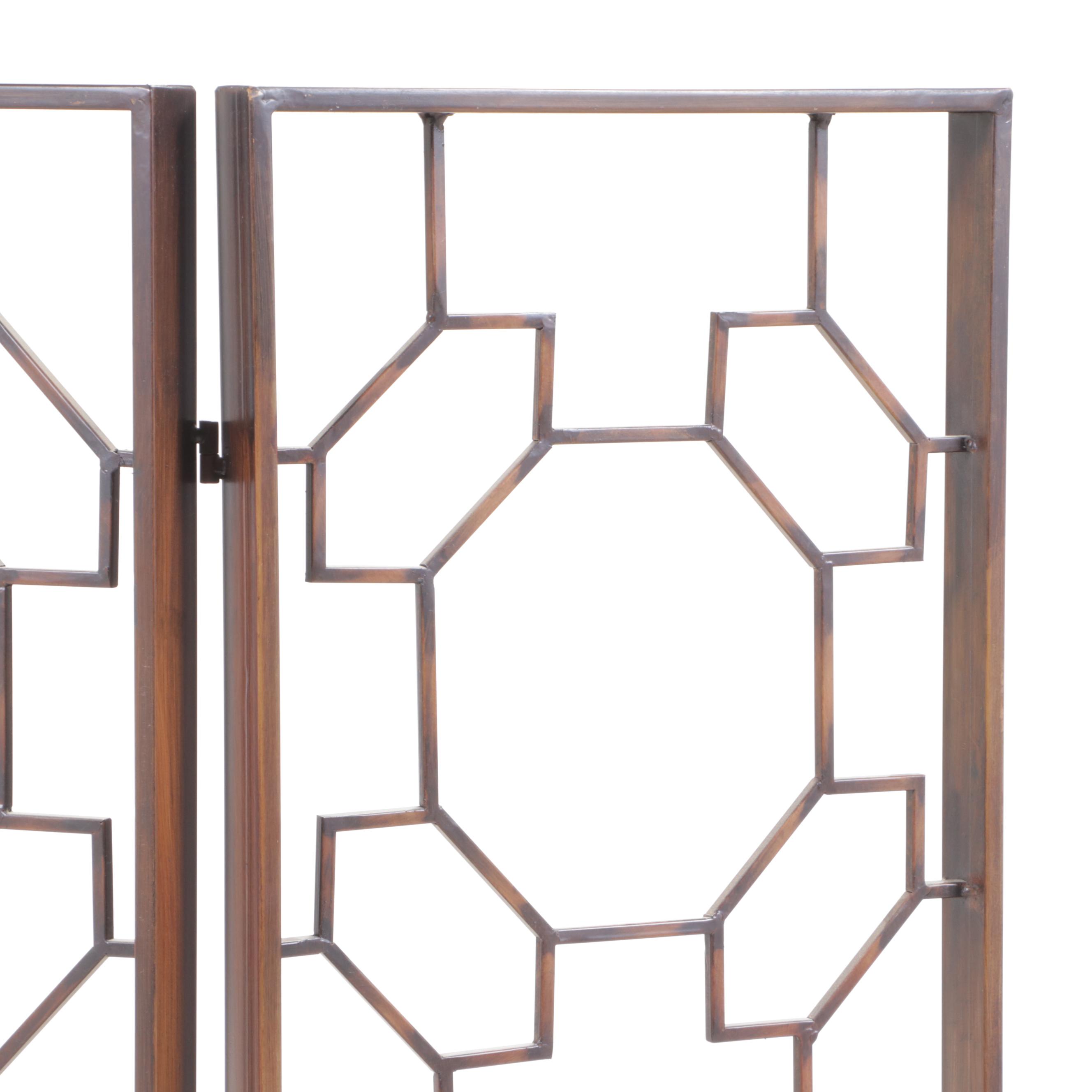 Contemporary Metal Openwork Three-Panel Screen