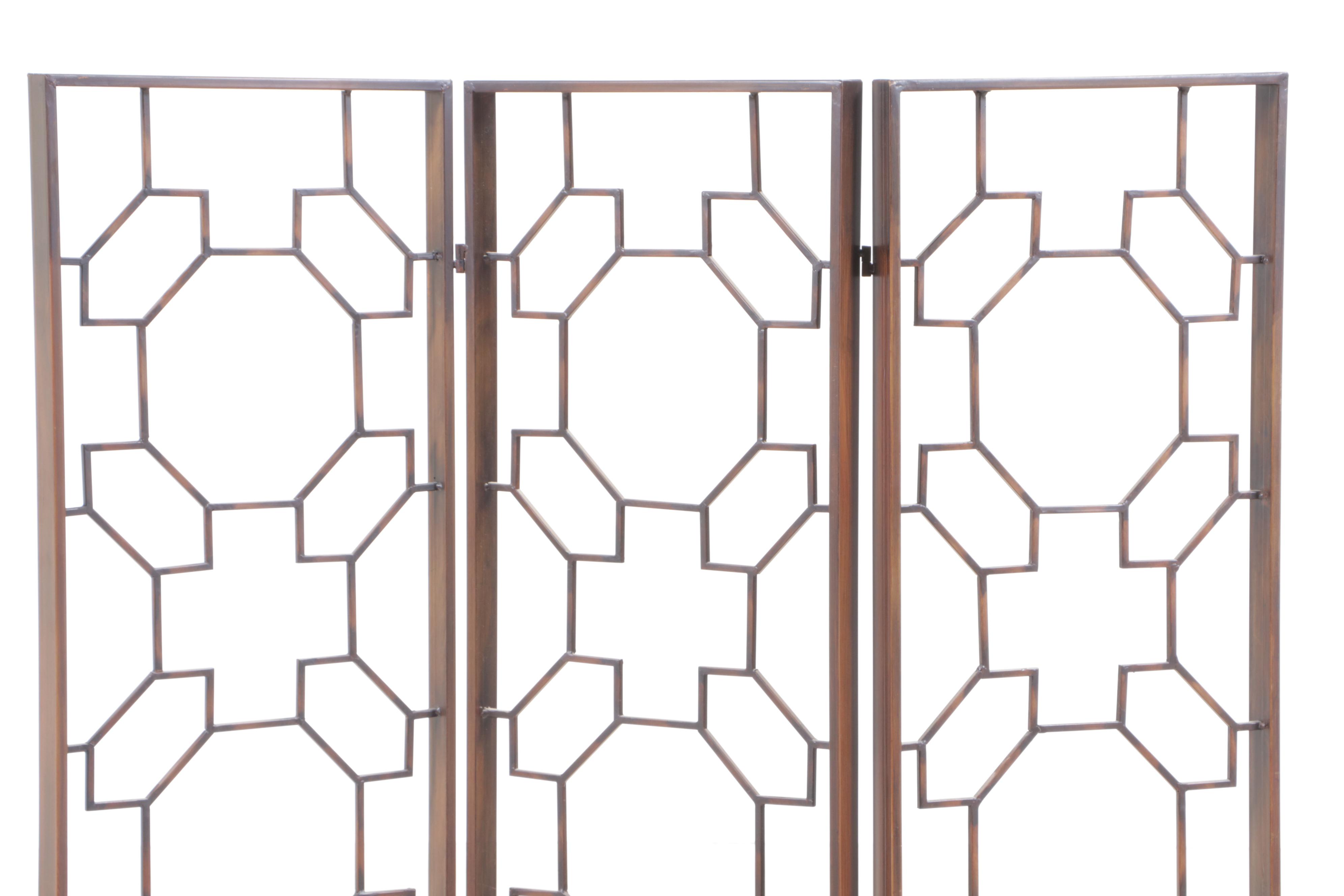 Contemporary Metal Openwork Three-Panel Screen
