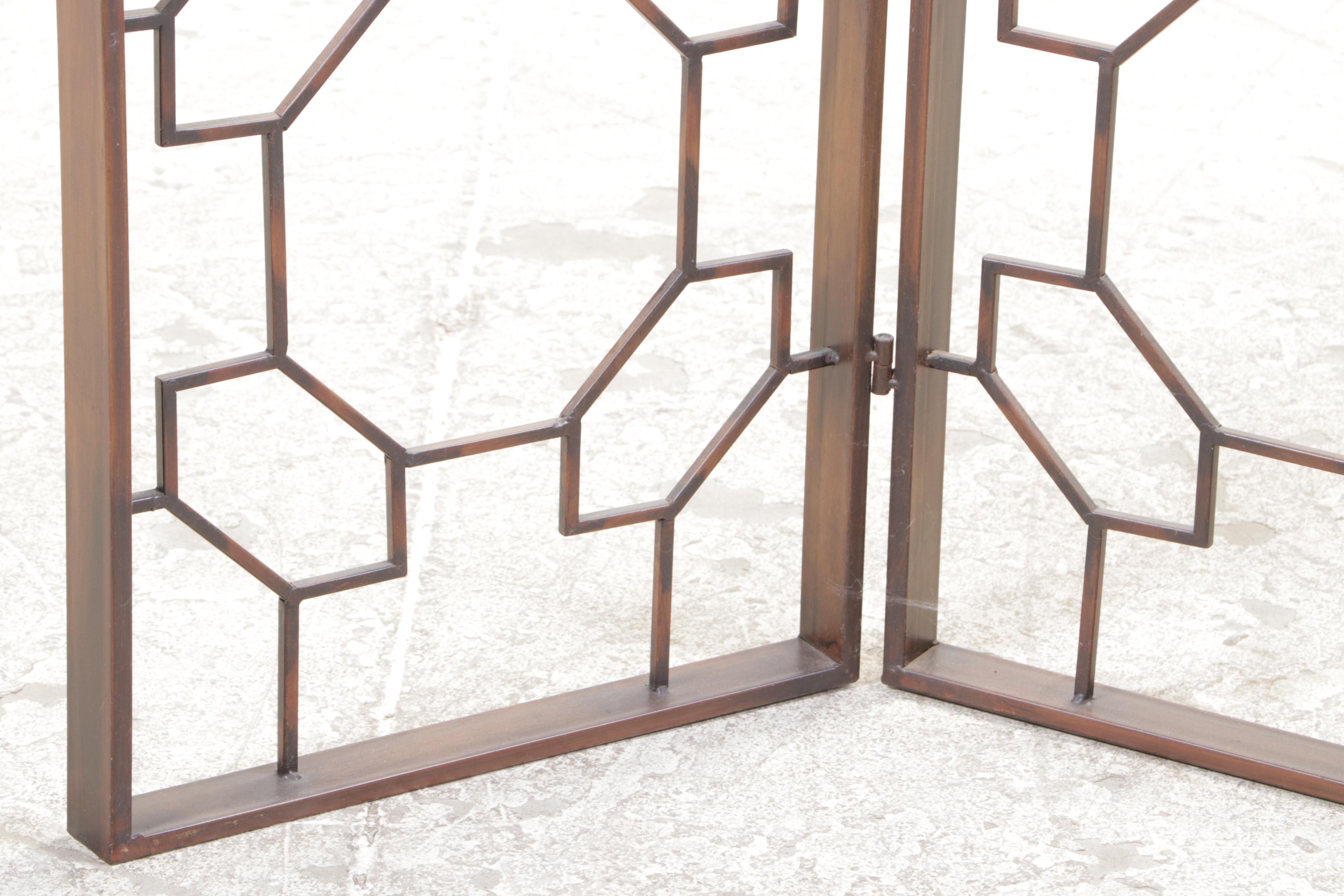 Contemporary Metal Openwork Three-Panel Screen
