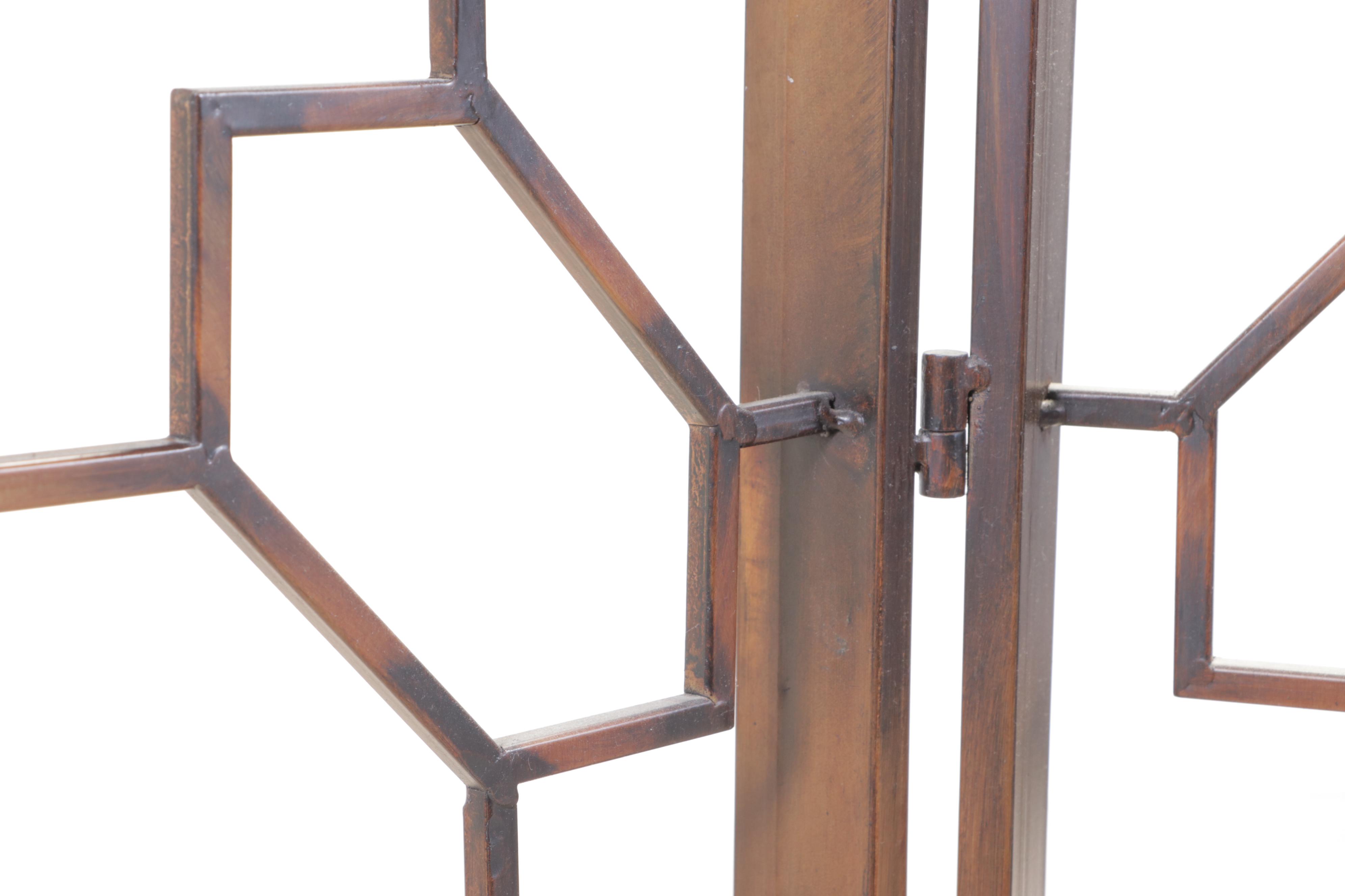 Contemporary Metal Openwork Three-Panel Screen