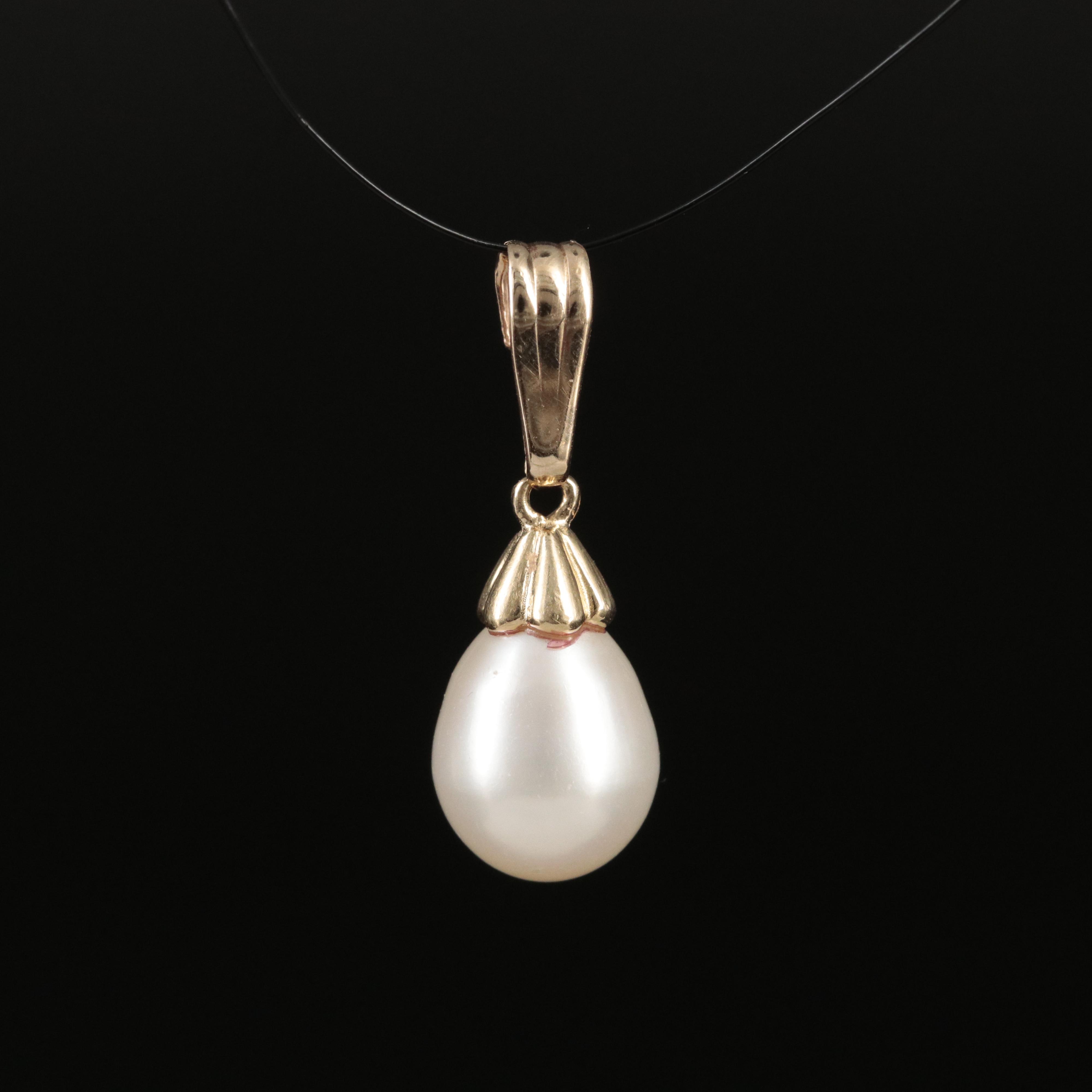 14K Pearl Drop Pendant
