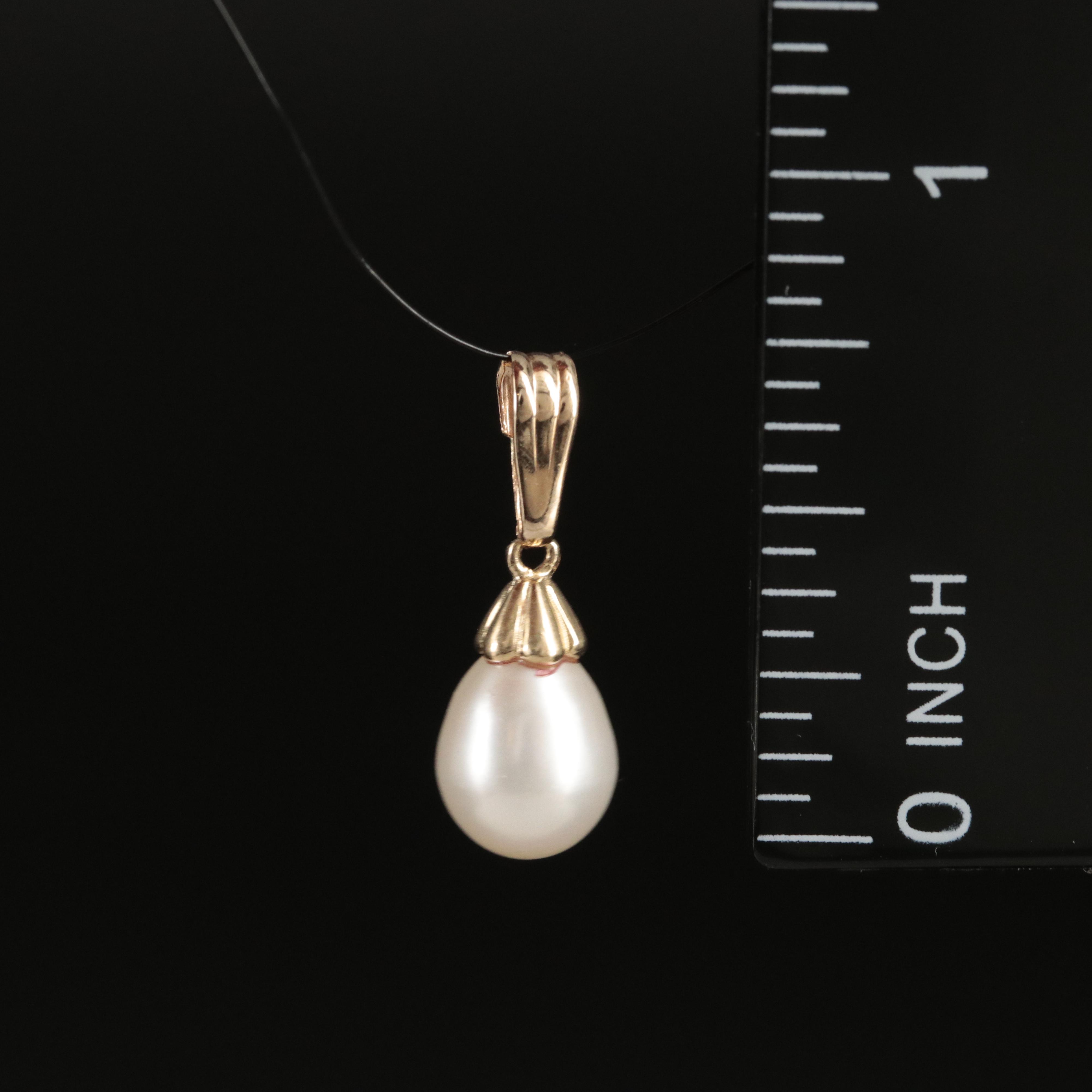 14K Pearl Drop Pendant