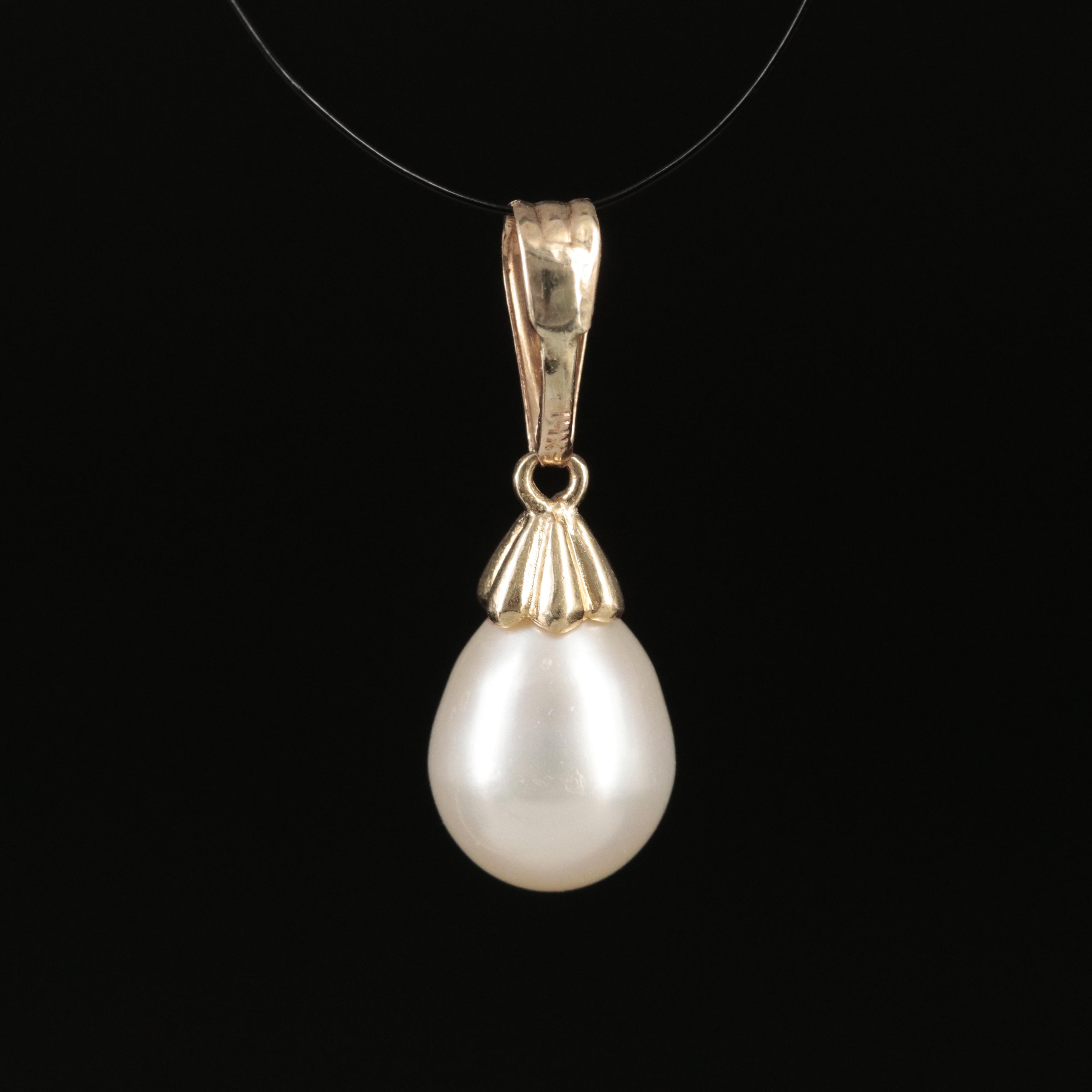 14K Pearl Drop Pendant