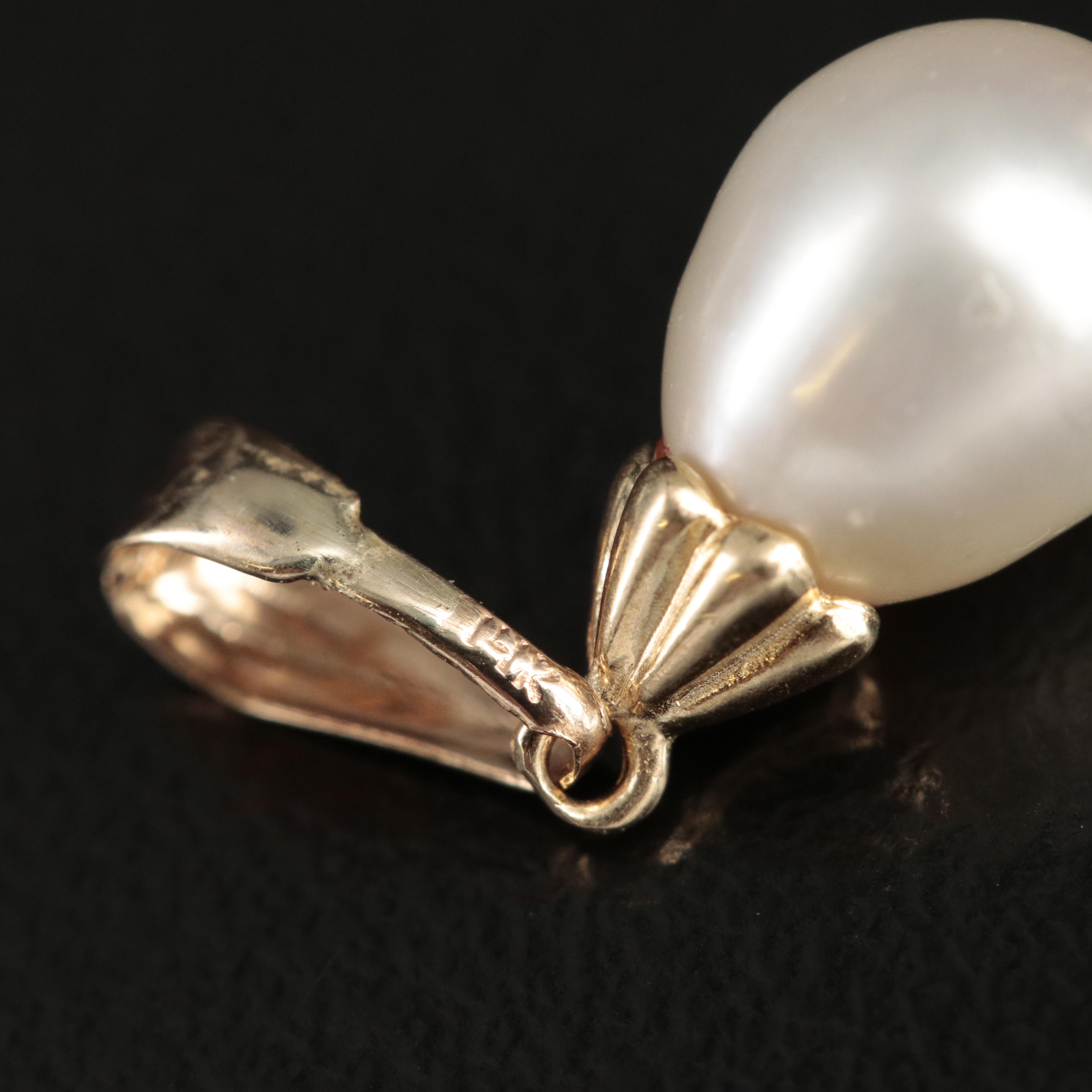 14K Pearl Drop Pendant