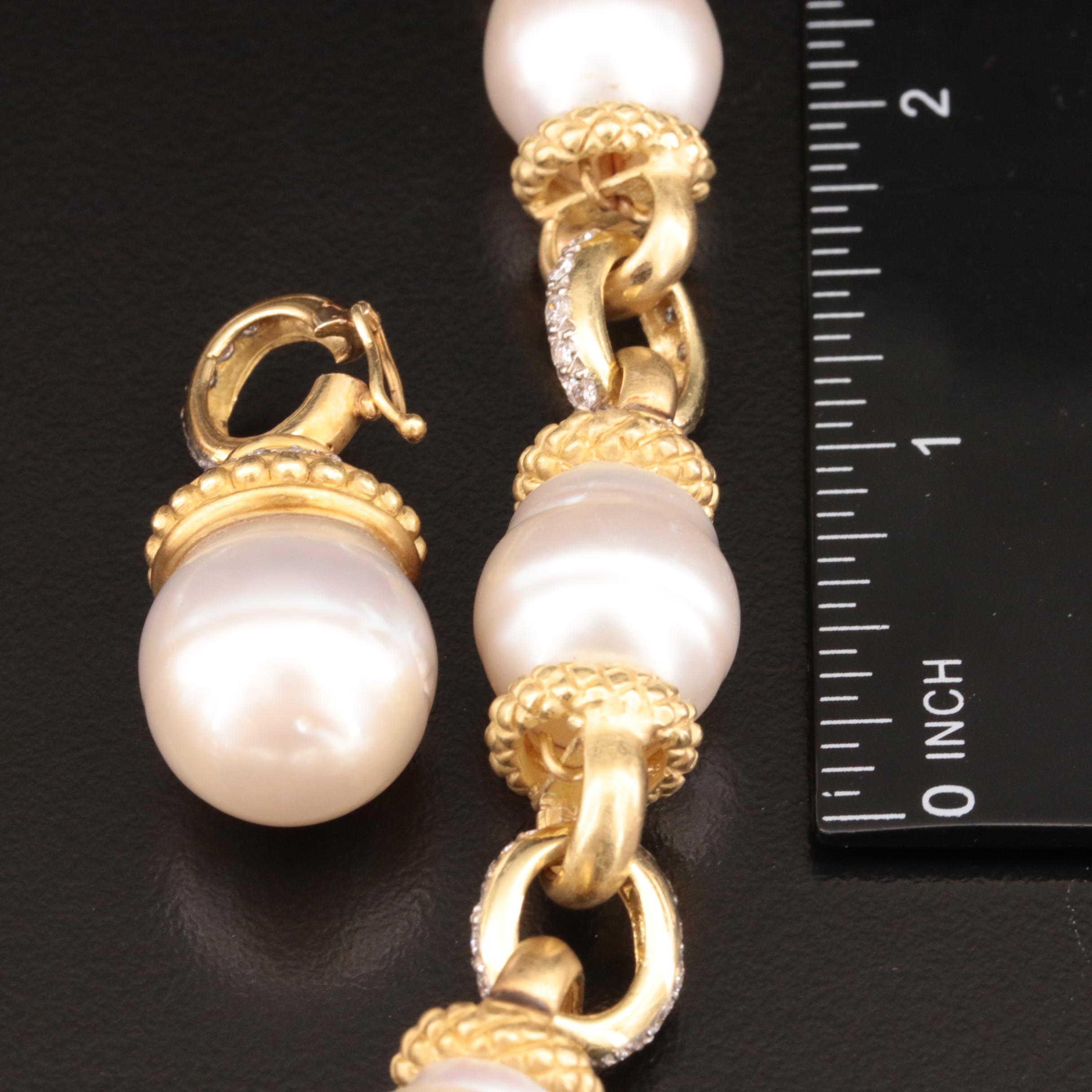 18K 14.00 - 15.75 mm Pearl and 4.75 CTW Diamond Necklace with Enhancer Pendant