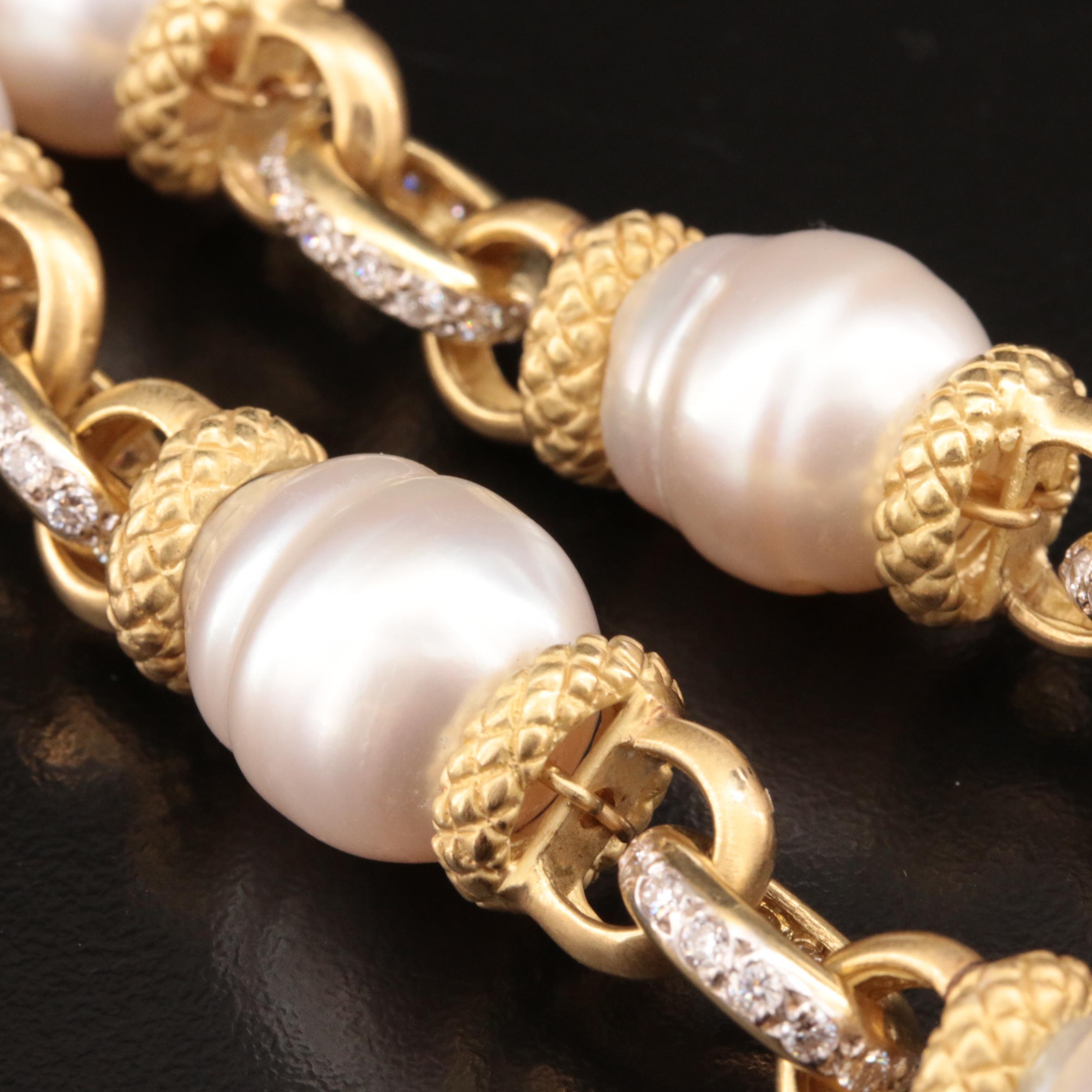 18K 14.00 - 15.75 mm Pearl and 4.75 CTW Diamond Necklace with Enhancer Pendant