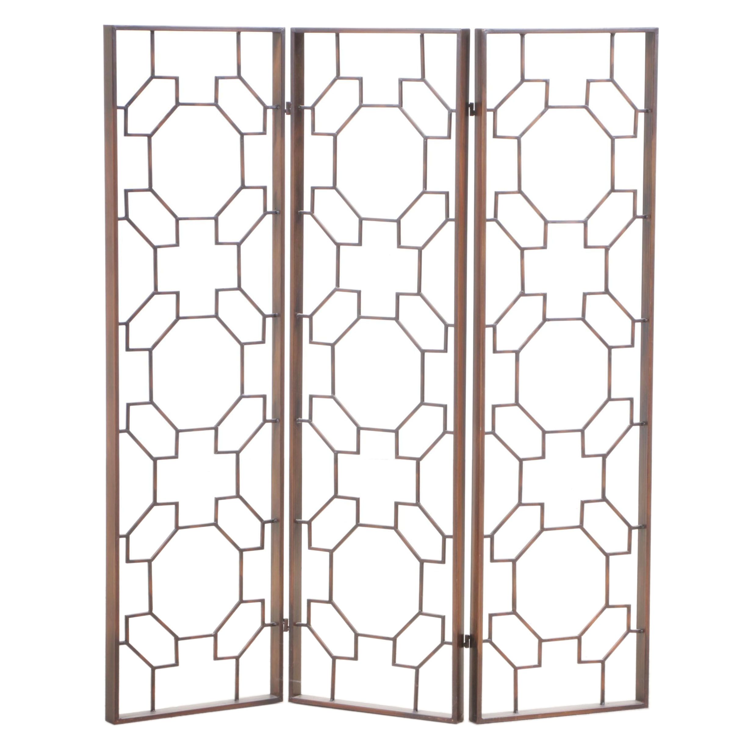 Contemporary Metal Openwork Three-Panel Screen