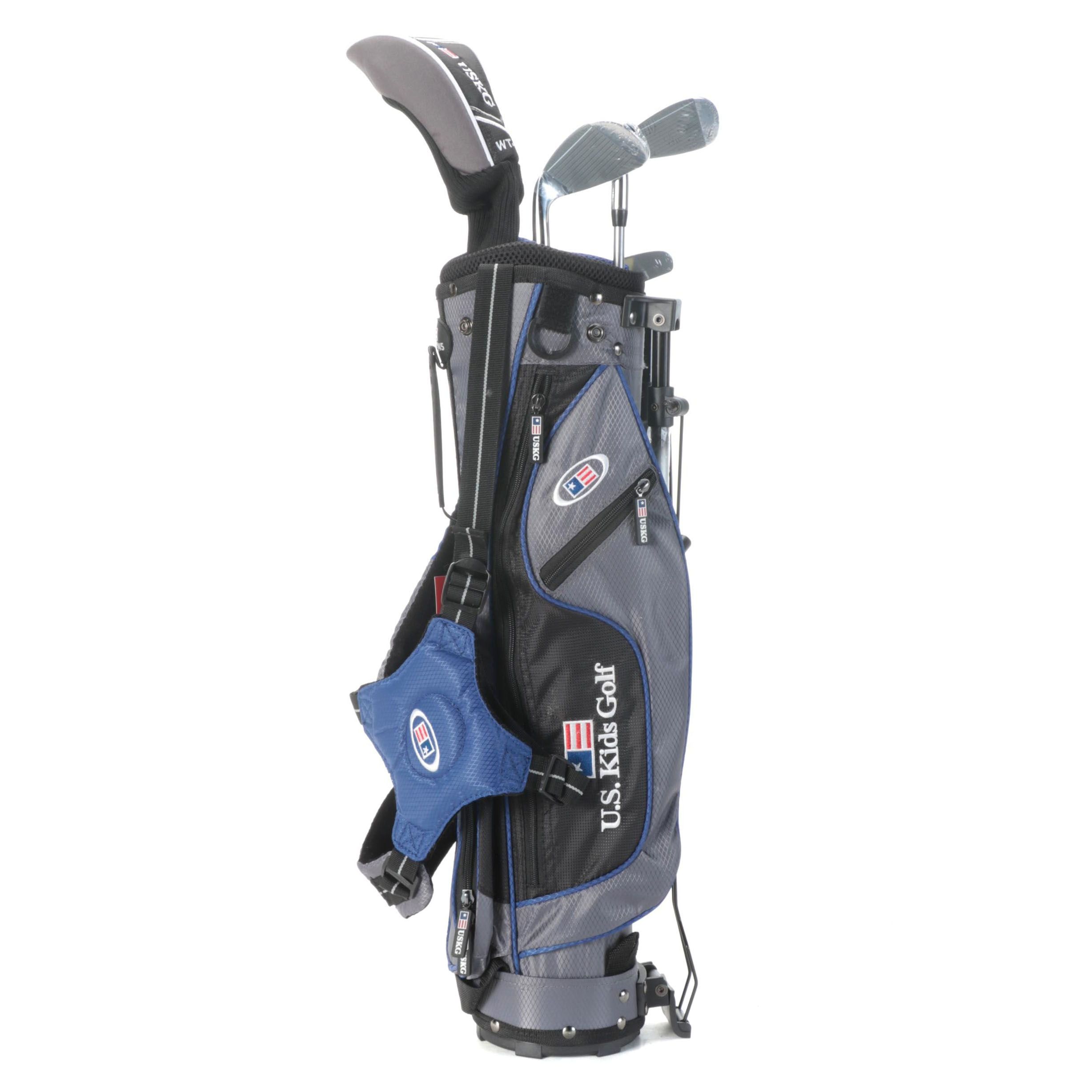 US Kids Golf Nylon Golf Bag With Clubs