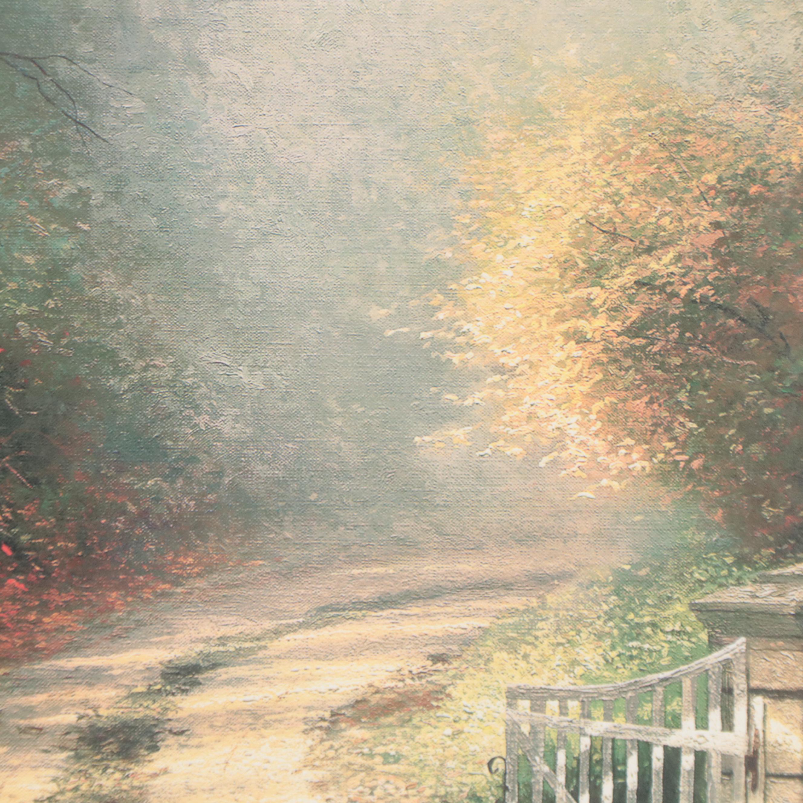 Offset Lithograph After Thomas Kinkade "The Autumn Gate"