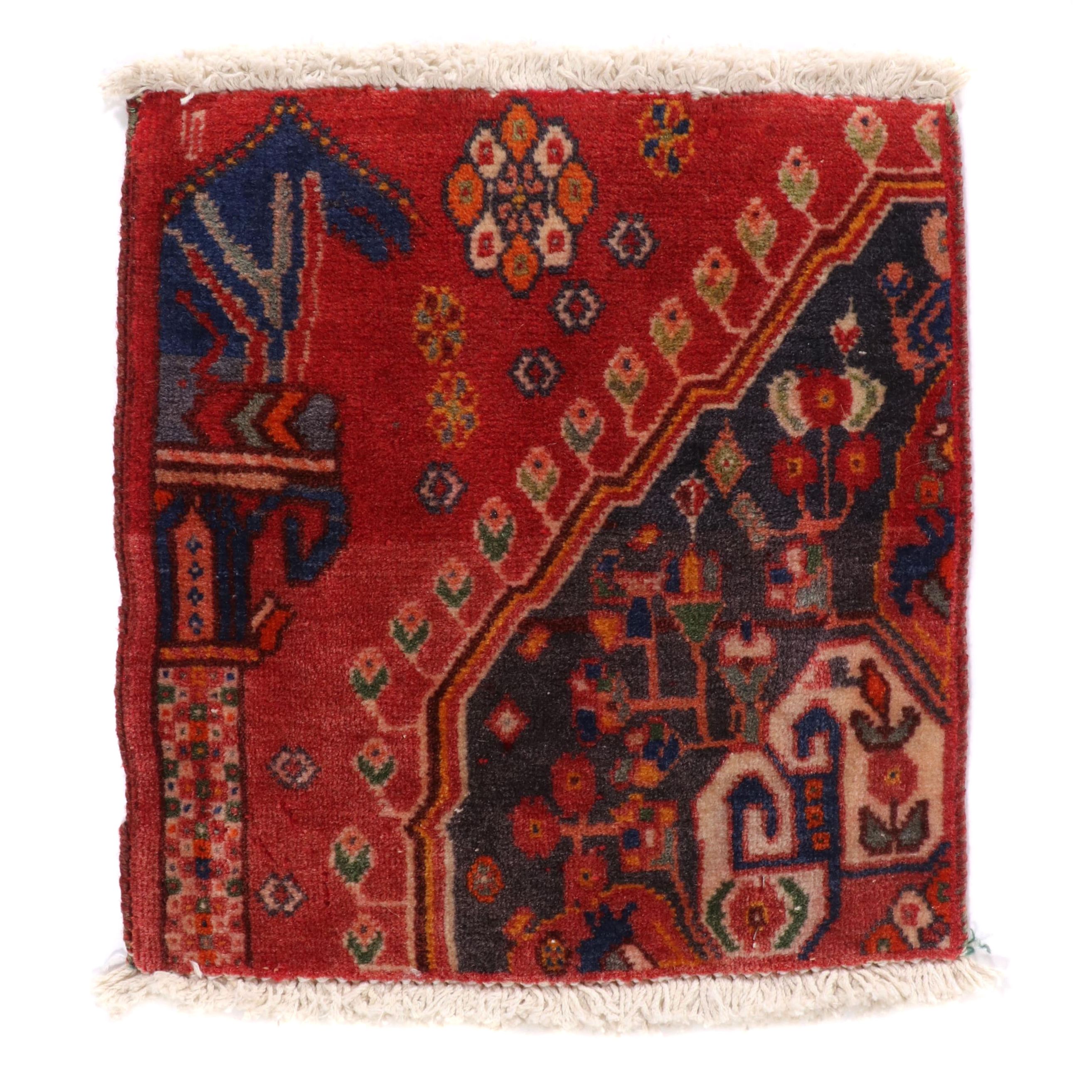 1'1 x 1'3 Hand-Knotted Persian Qashqai Floor Mat Remnant